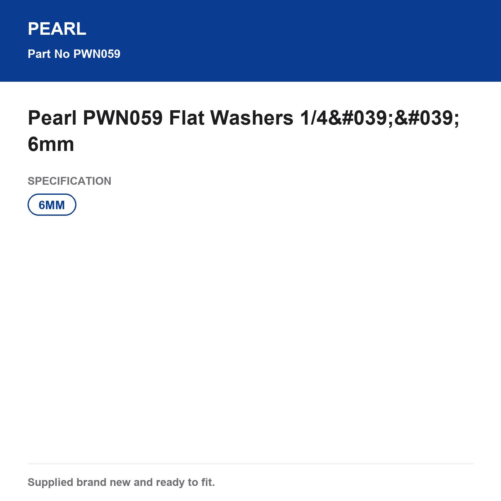Pearl PWN059 Flat Fixing Washers 1/4'' 6mm - Image 3