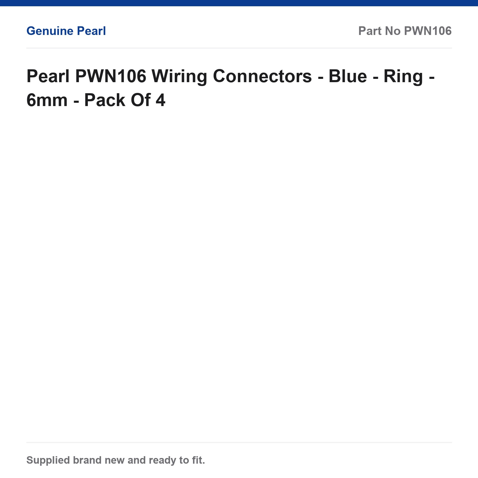 Pearl PWN106 Ring Wiring Connectors Blue 6mm Pack Of 4 - Image 2