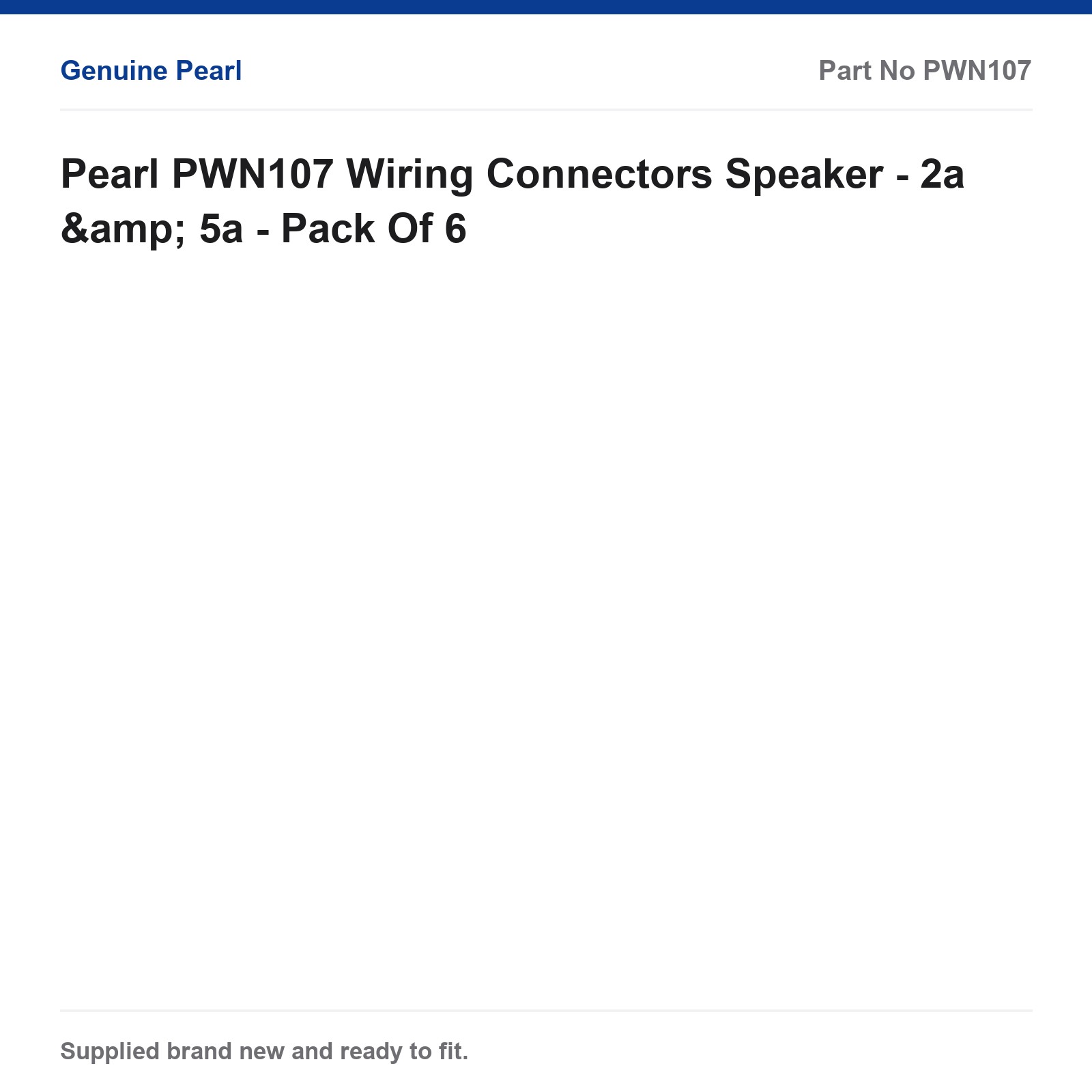 Pearl PWN107 Speaker Wiring Connectors - 2a & 5a - Pack of 6 - Image 2