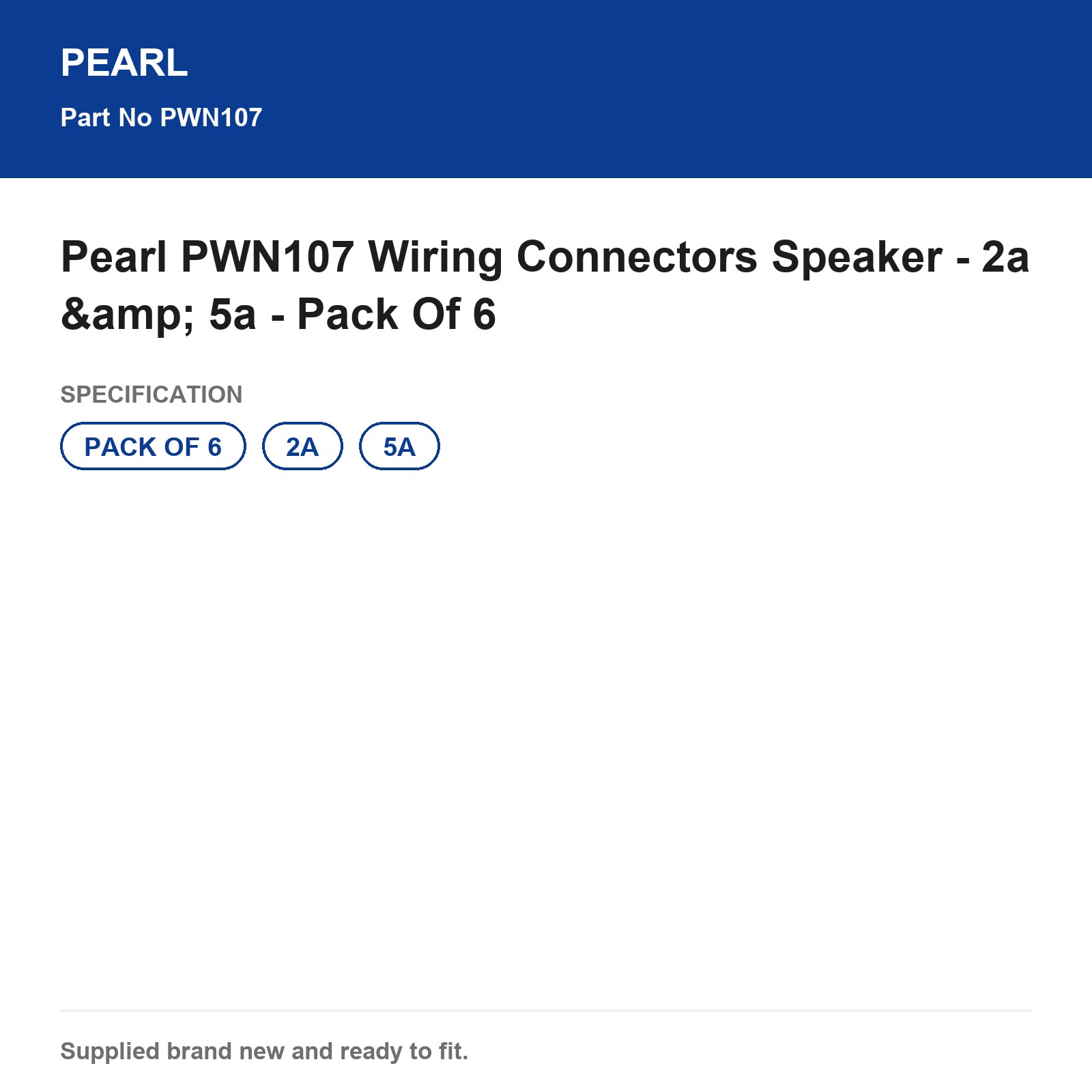 Pearl PWN107 Speaker Wiring Connectors - 2a & 5a - Pack of 6 - Image 3