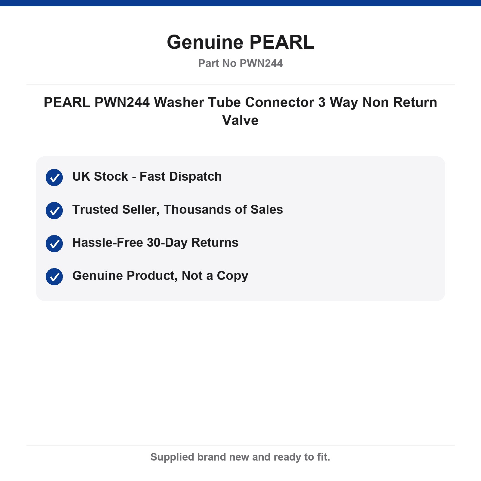 PEARL PWN244 Washer Tube Connector 3 Way Non Return Valve - Image 4