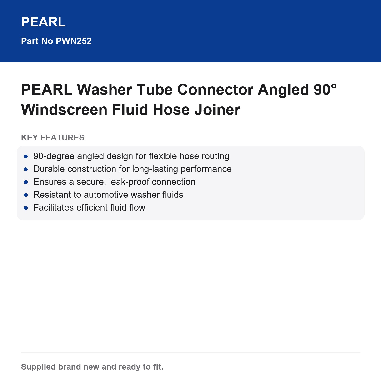 PEARL 90° Angled Windscreen Washer Fluid Hose Connector - Image 3