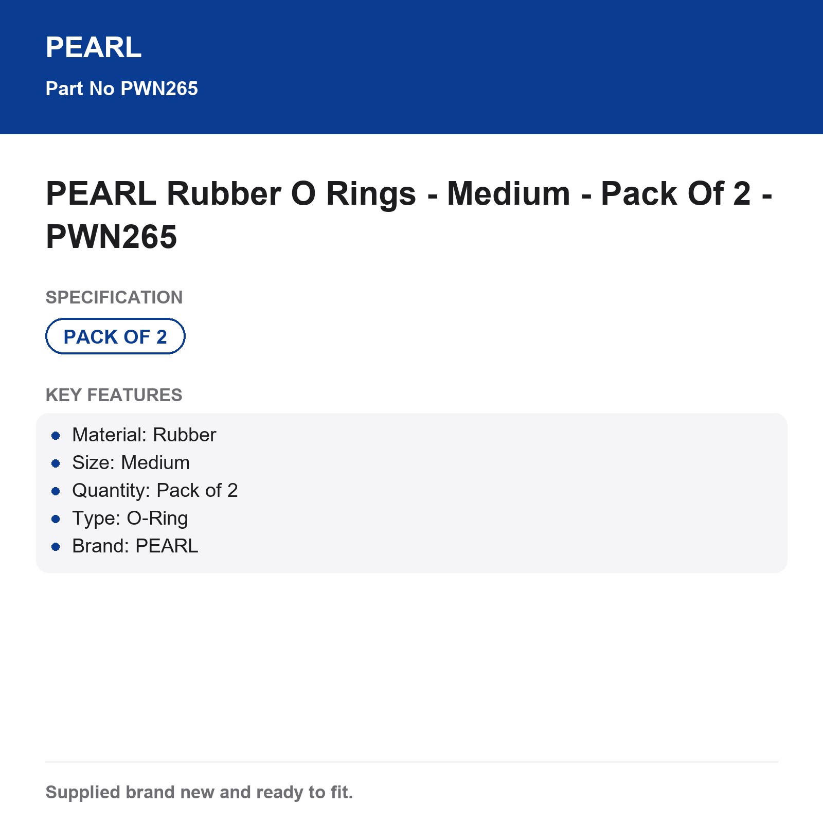 PEARL Rubber O-Ring Medium 2 Pack PWN265 - Image 3
