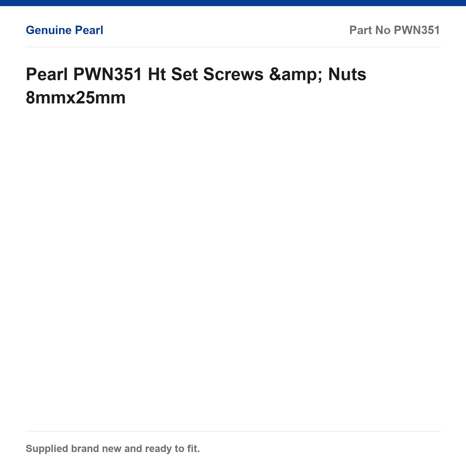 Set Screws & Nuts 8mmx25mm Pearl PWN351 Ht Hardware Assortment - Image 2