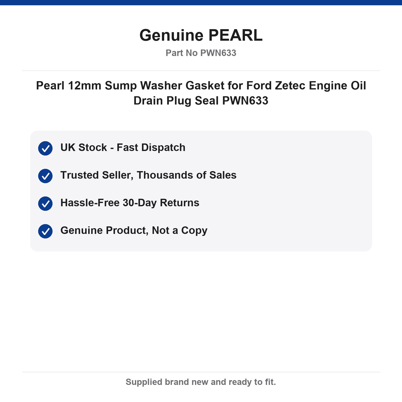 Ford Zetec 12mm Sump Washer Oil Drain Plug Gasket Seal Pearl PWN633 - Image 4