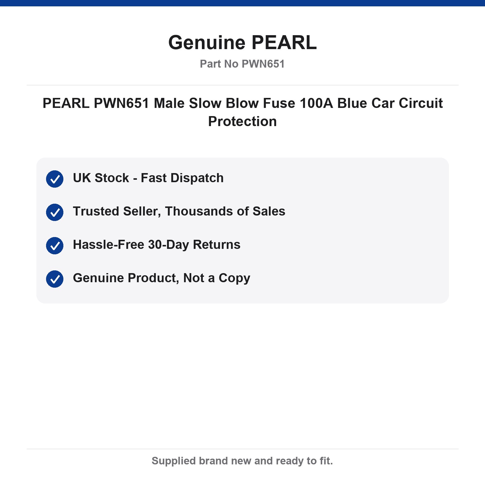PEARL PWN651 100A Male Slow Blow Car Fuse Blue - Image 4