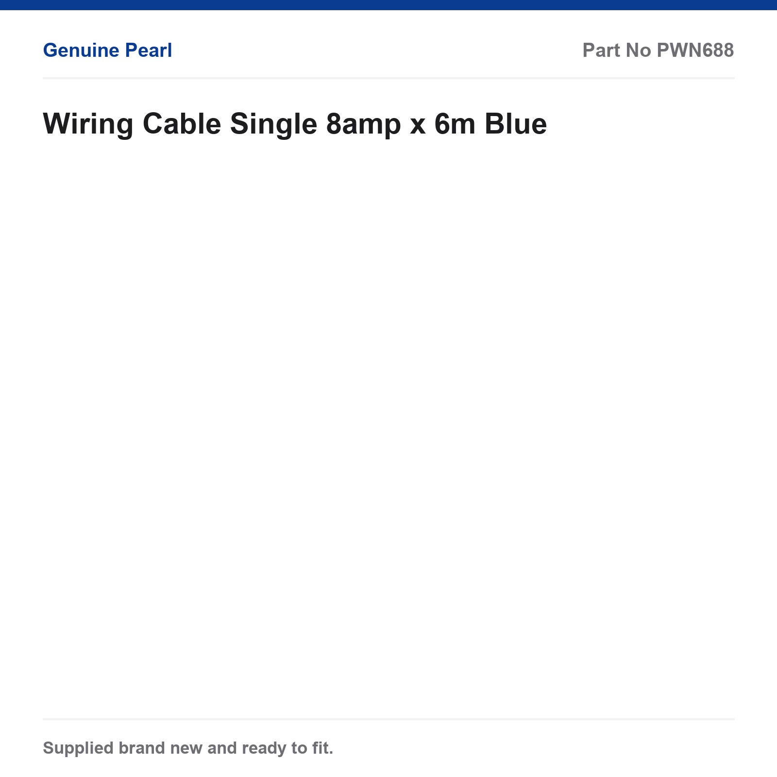 Pearl Automotive Wiring Cable Single 8amp 6m Blue - Image 2
