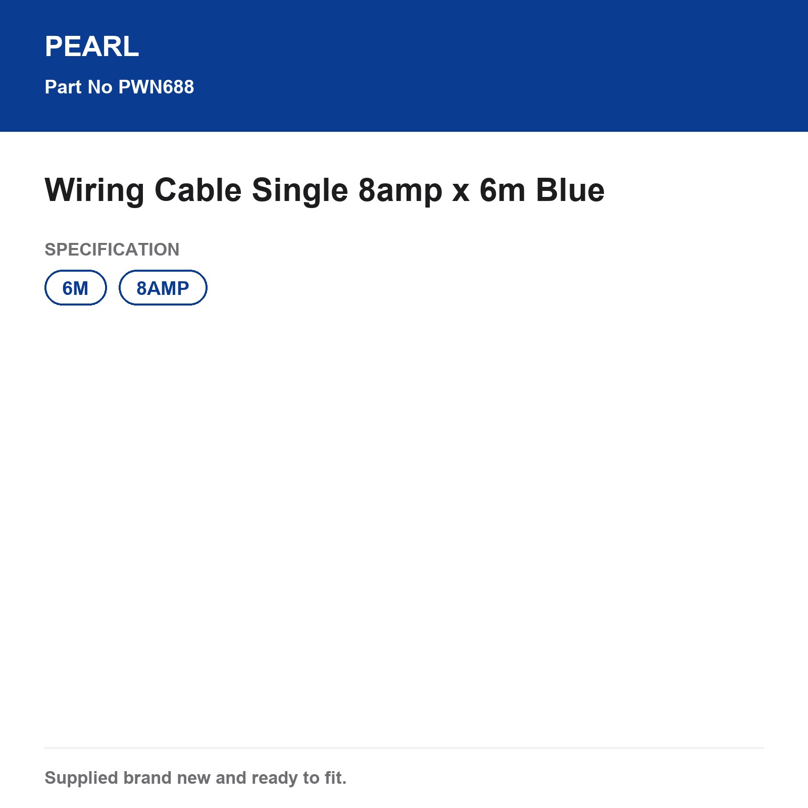 Pearl Automotive Wiring Cable Single 8amp 6m Blue - Image 3