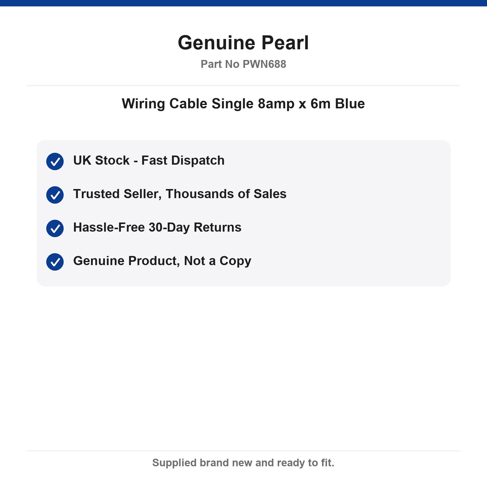Pearl Automotive Wiring Cable Single 8amp 6m Blue - Image 4