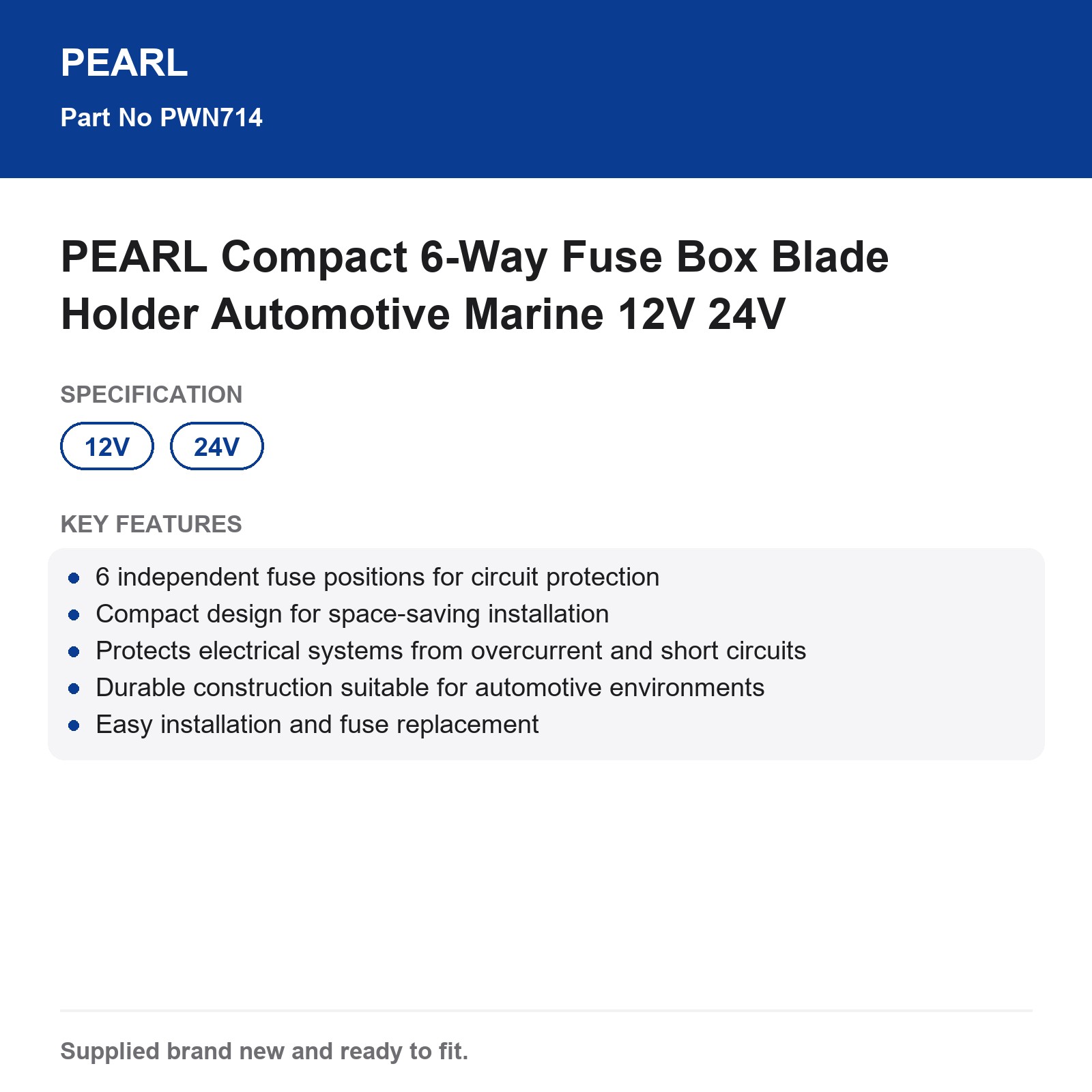 PEARL Compact 6-Way Blade Fuse Box Automotive Marine 12V 24V - Image 3