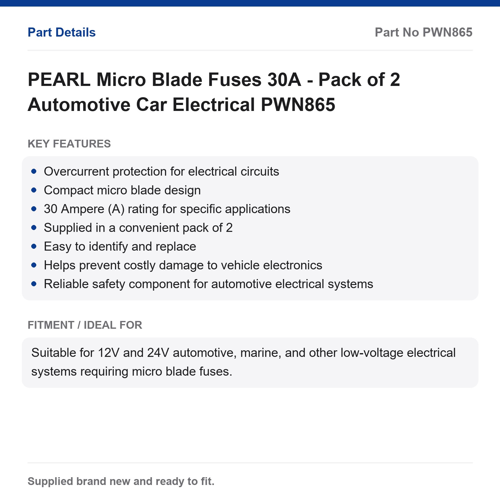 PEARL Micro Blade Fuses 30A Automotive Car Pack of 2 - Image 2