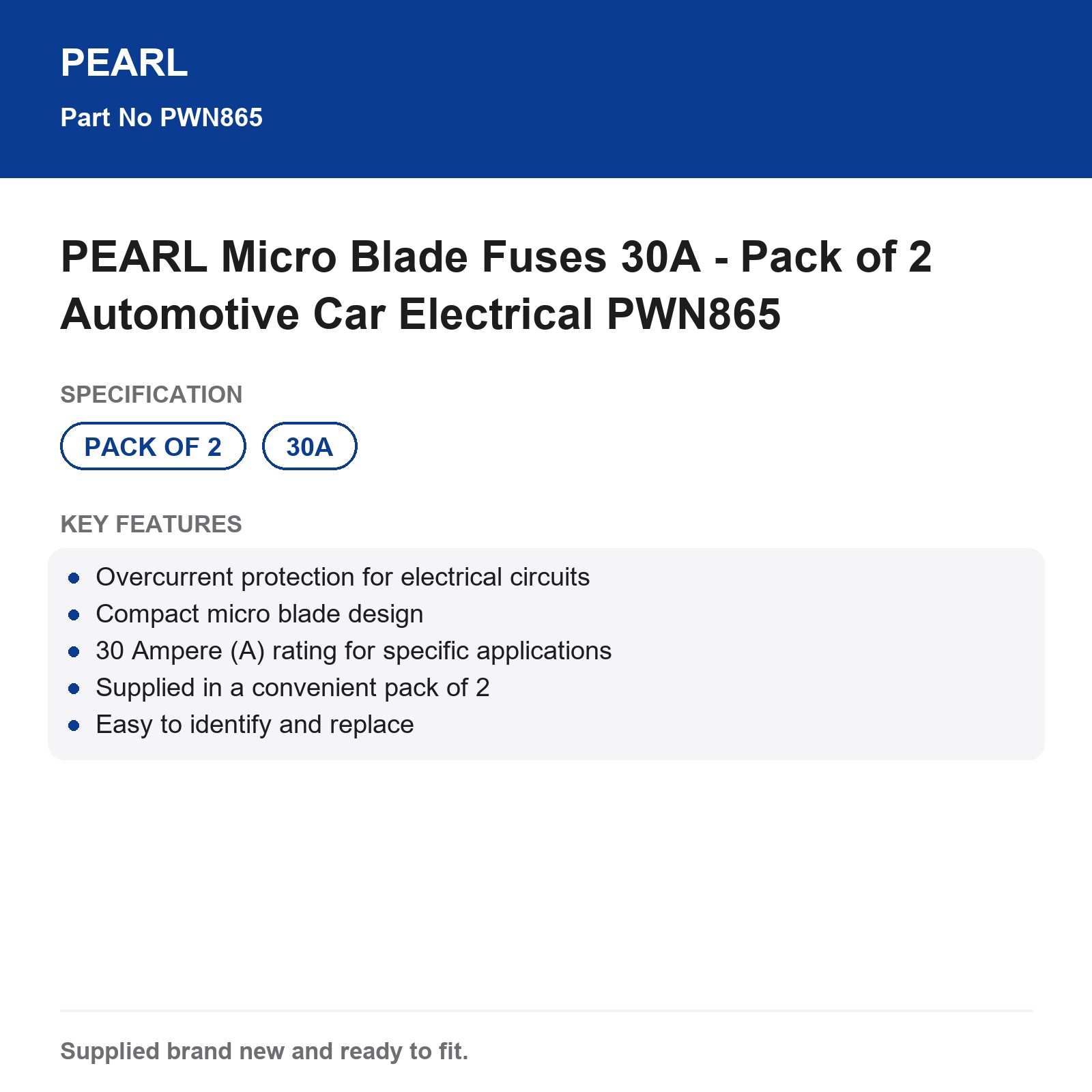 PEARL Micro Blade Fuses 30A Automotive Car Pack of 2 - Image 3