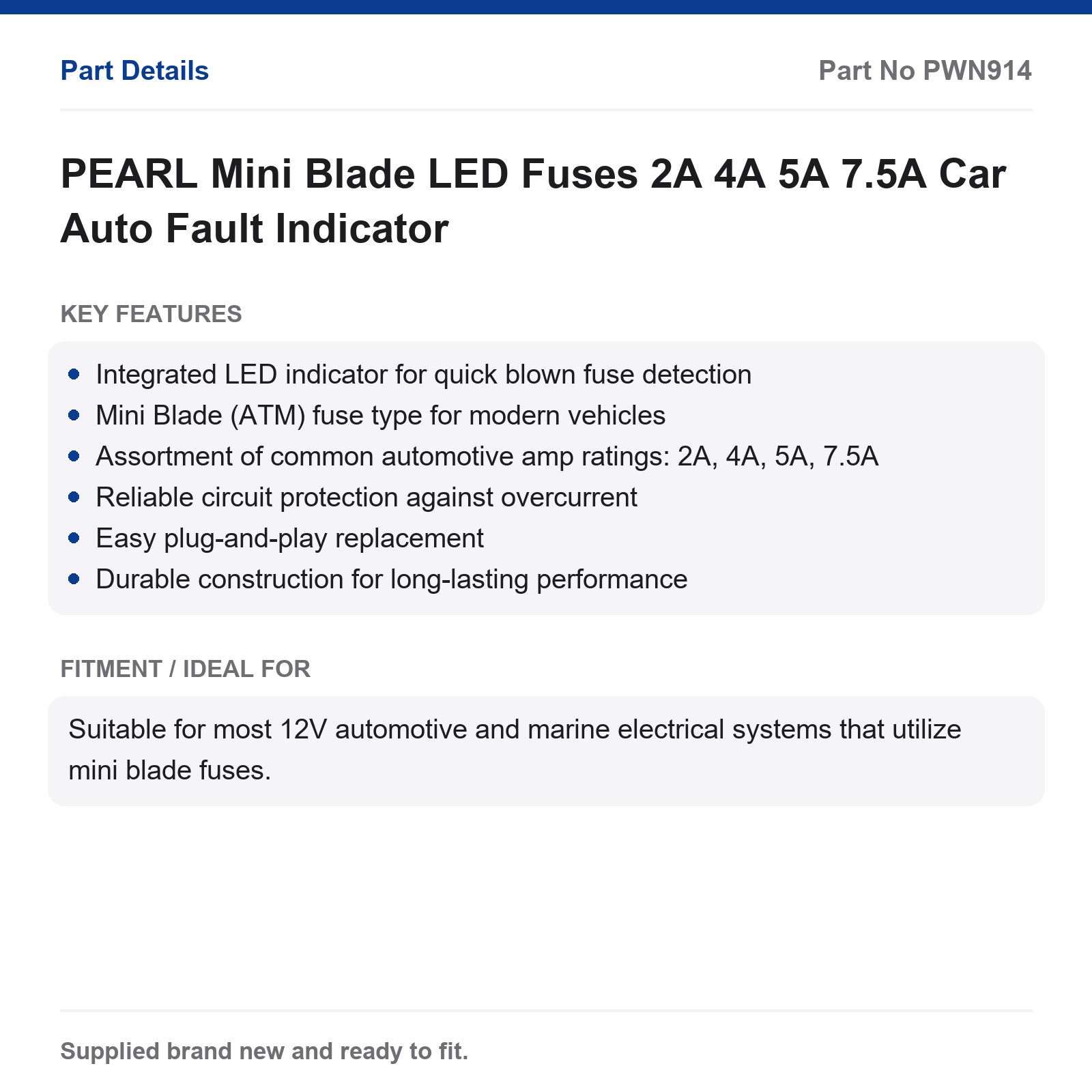 PEARL Mini Blade LED Fuses 2A 4A 5A 7.5A Car Fault Indicator - Image 2