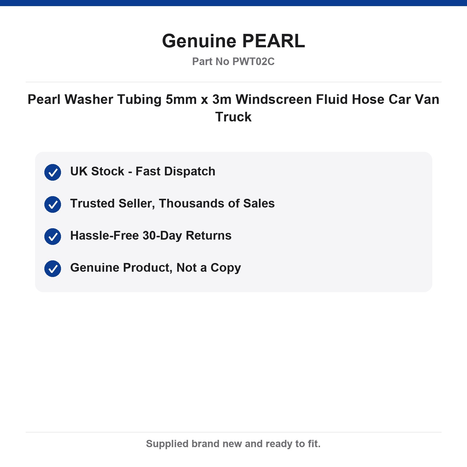 Pearl 5mm 3m Windscreen Washer Hose Tubing Car Van Truck - Image 4