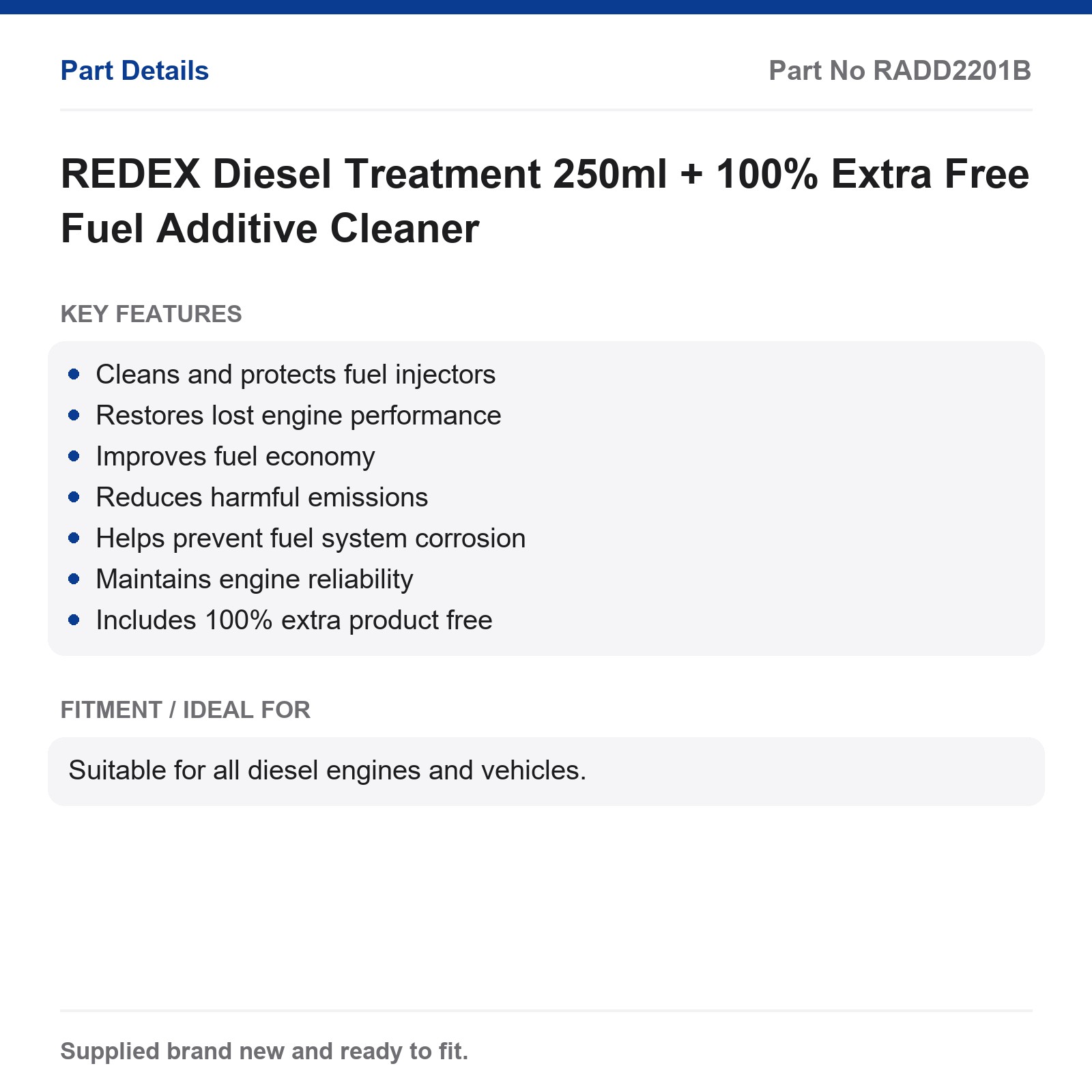 REDEX Diesel Treatment Fuel Additive 250ml + 100% Extra Free - Image 3