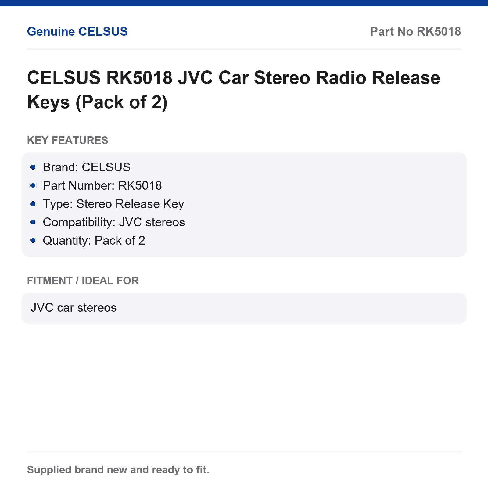 JVC Car Stereo Release Keys CELSUS RK5018 (Pack of 2) - Image 4