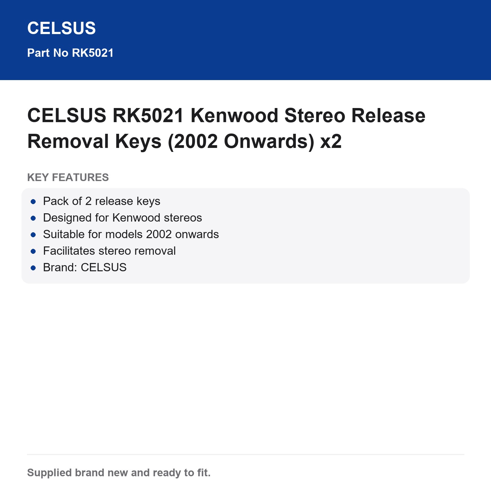 Kenwood Stereo Removal Keys CELSUS RK5021 (2002 Onwards) x2 - Image 5