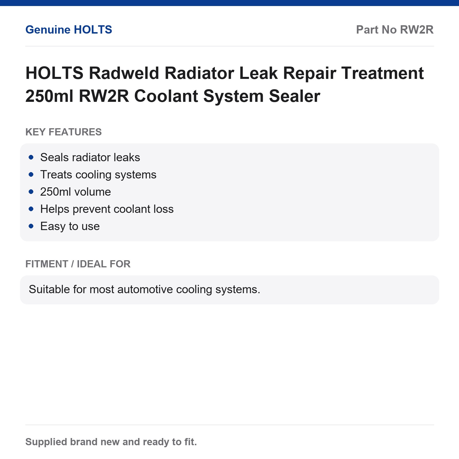 HOLTS Radweld Radiator Leak Repair 250ml RW2R Coolant System Sealer - Image 3