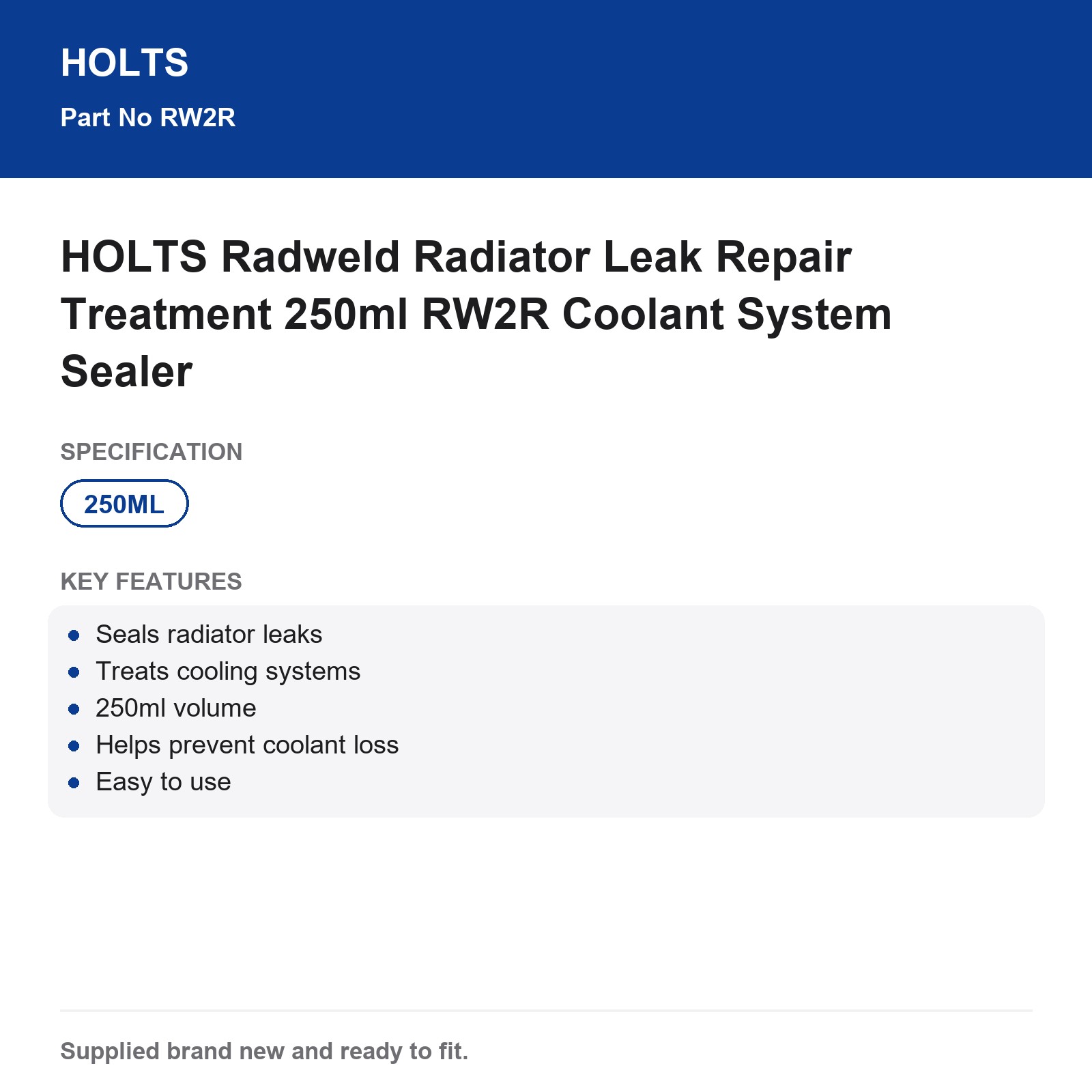 HOLTS Radweld Radiator Leak Repair 250ml RW2R Coolant System Sealer - Image 4