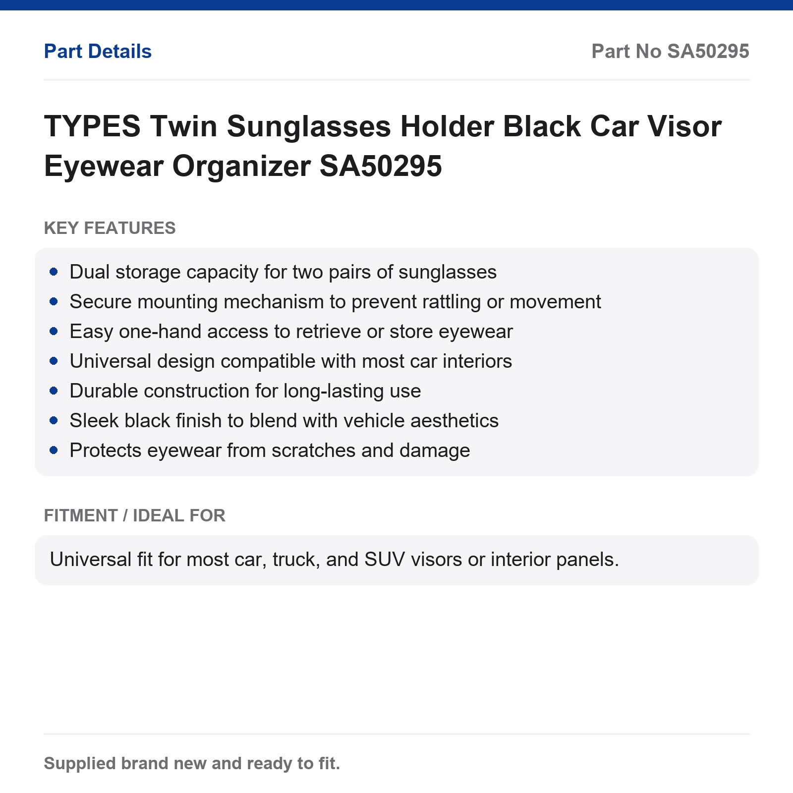 Car Visor Twin Sunglasses Holder Black Eyewear Organizer - Image 2