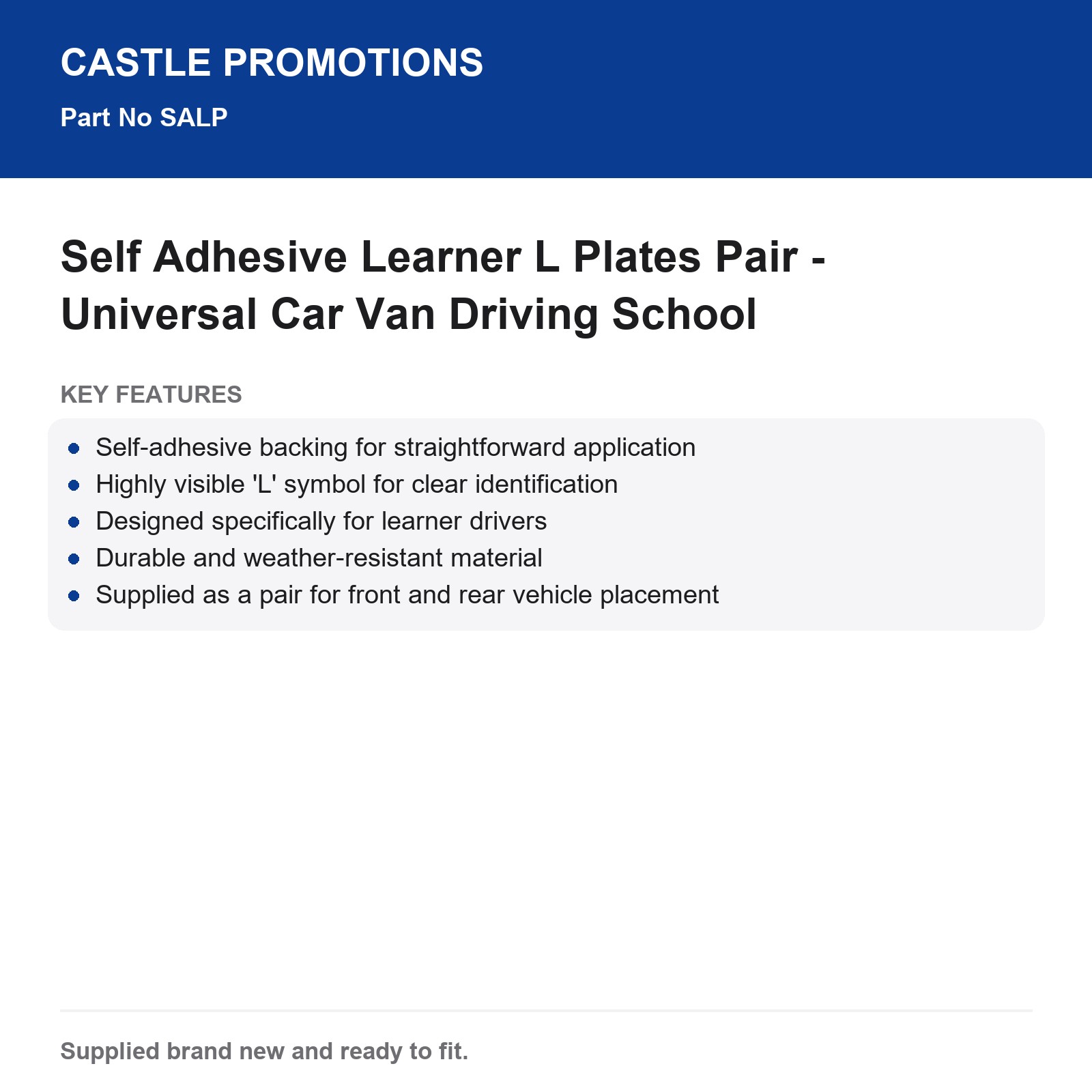 Self Adhesive Learner L Plates Pair - Universal Car Van Driving School - Image 4
