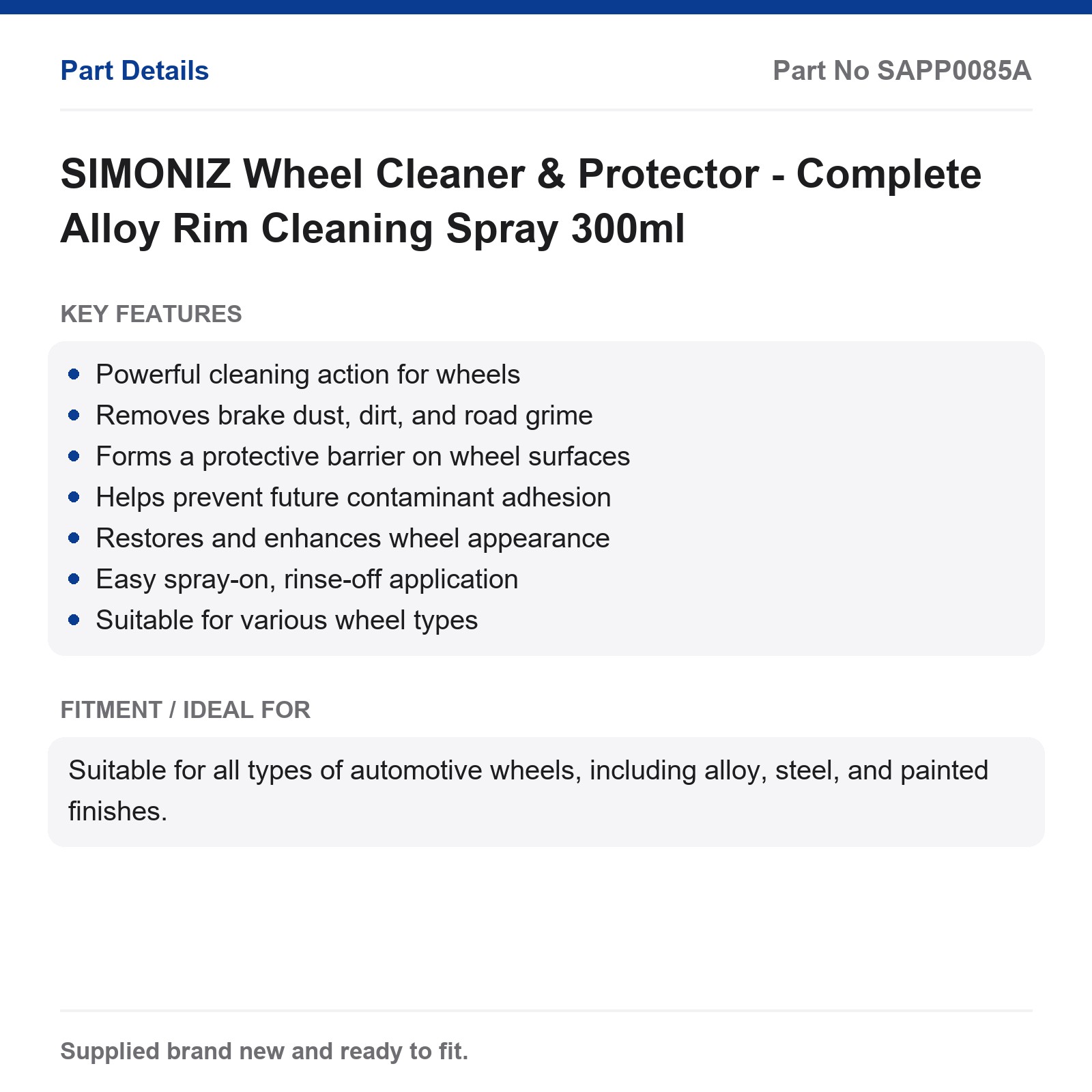 SIMONIZ Wheel Cleaner & Protector - Alloy Rim Cleaning Spray 300ml - Image 4