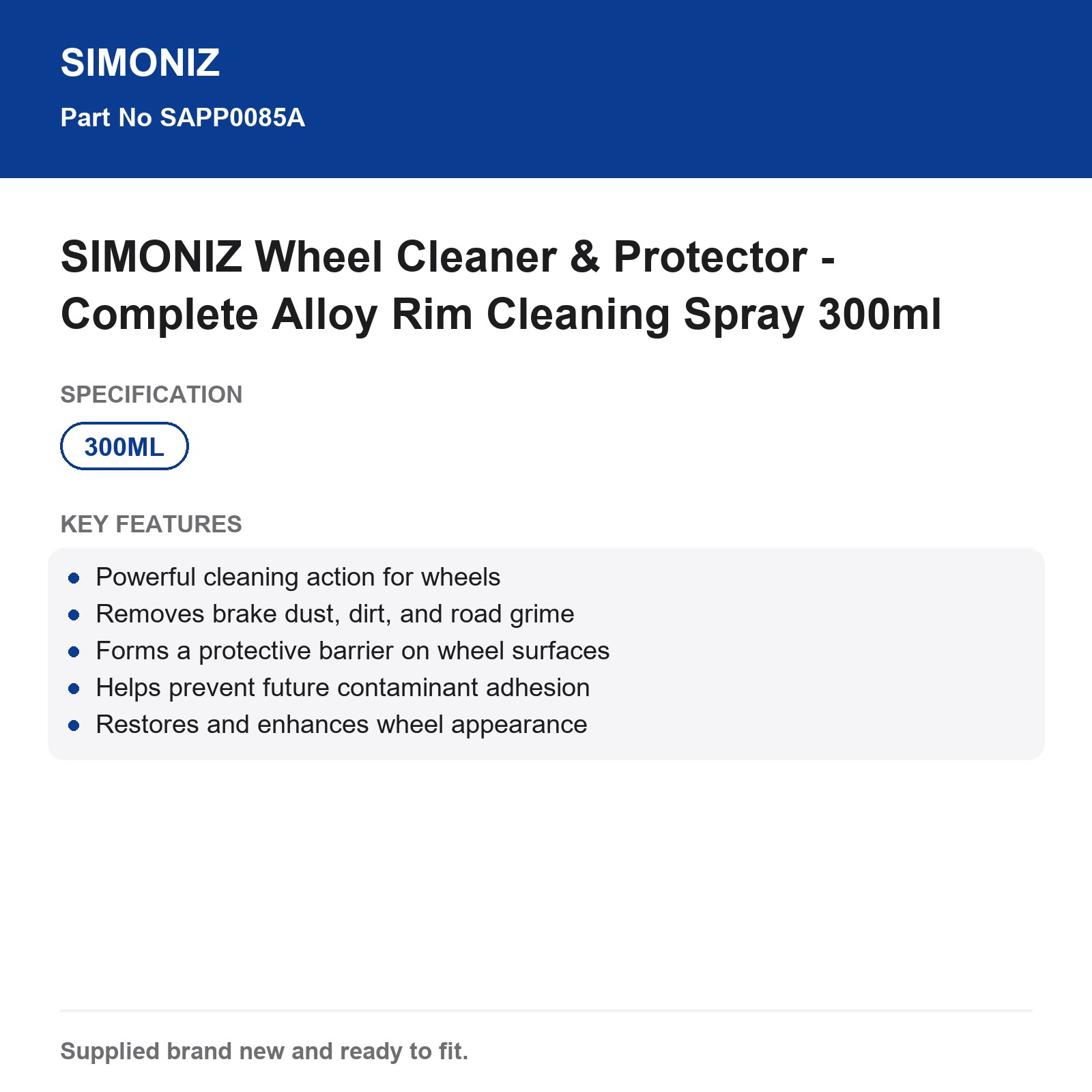 SIMONIZ Wheel Cleaner & Protector - Alloy Rim Cleaning Spray 300ml - Image 5