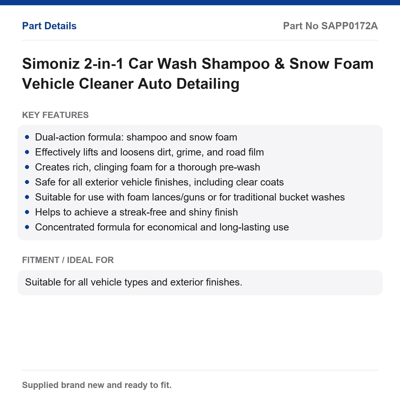 Simoniz 2-in-1 Car Wash Shampoo & Snow Foam Vehicle Cleaner Auto Detailing - Image 2