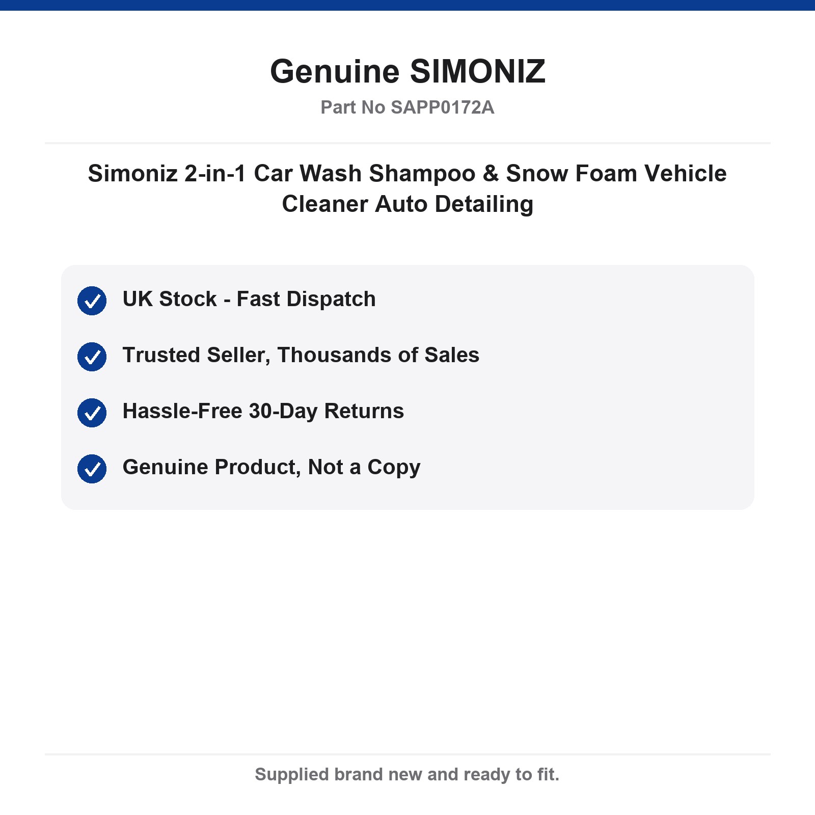 Simoniz 2-in-1 Car Wash Shampoo & Snow Foam Vehicle Cleaner Auto Detailing - Image 4