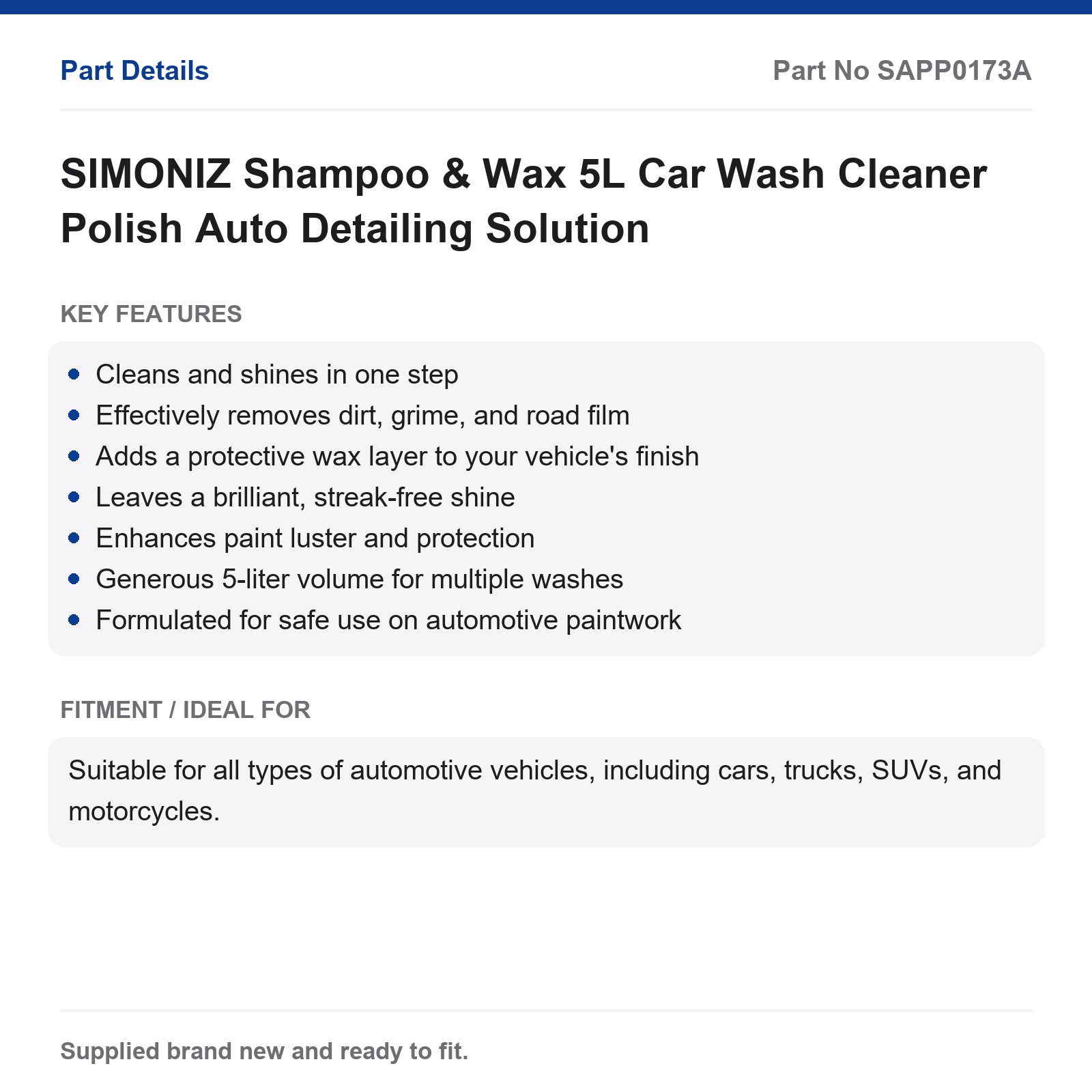 SIMONIZ Car Wash Shampoo & Wax 5L Cleaner Polish - Image 2
