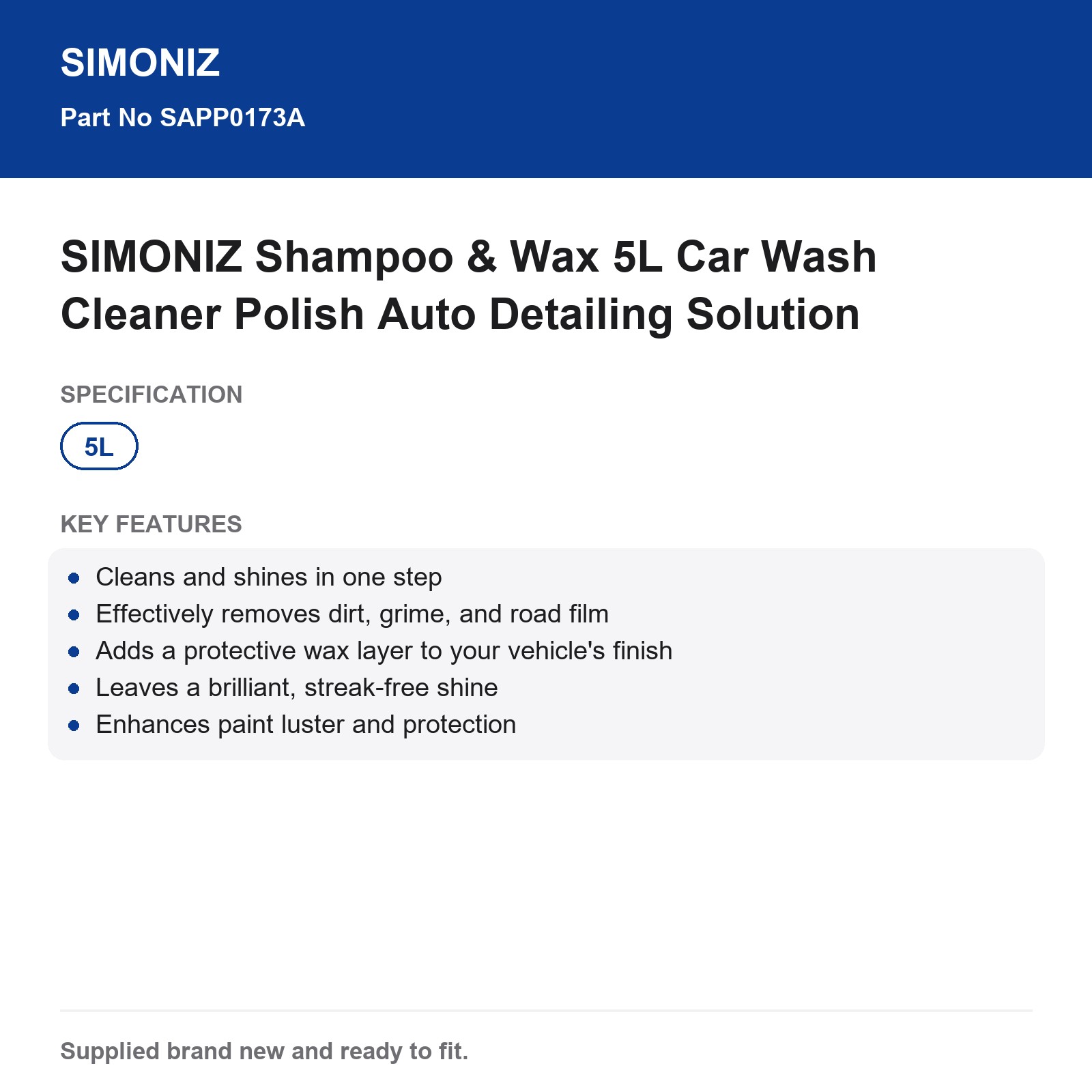 SIMONIZ Car Wash Shampoo & Wax 5L Cleaner Polish - Image 3
