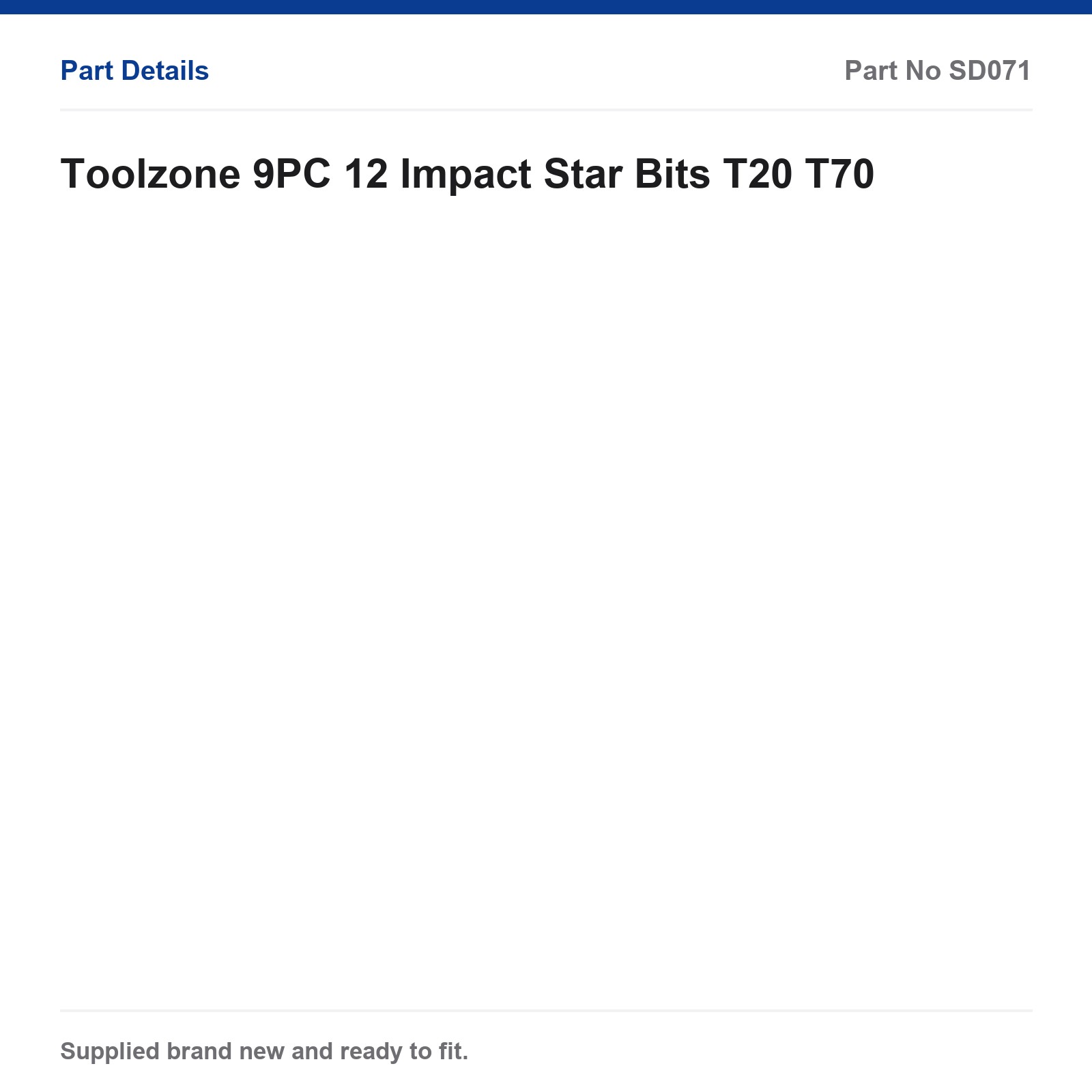 Toolzone 9PC Impact Star Screwdriver Bit Set T20 T70 - Image 2