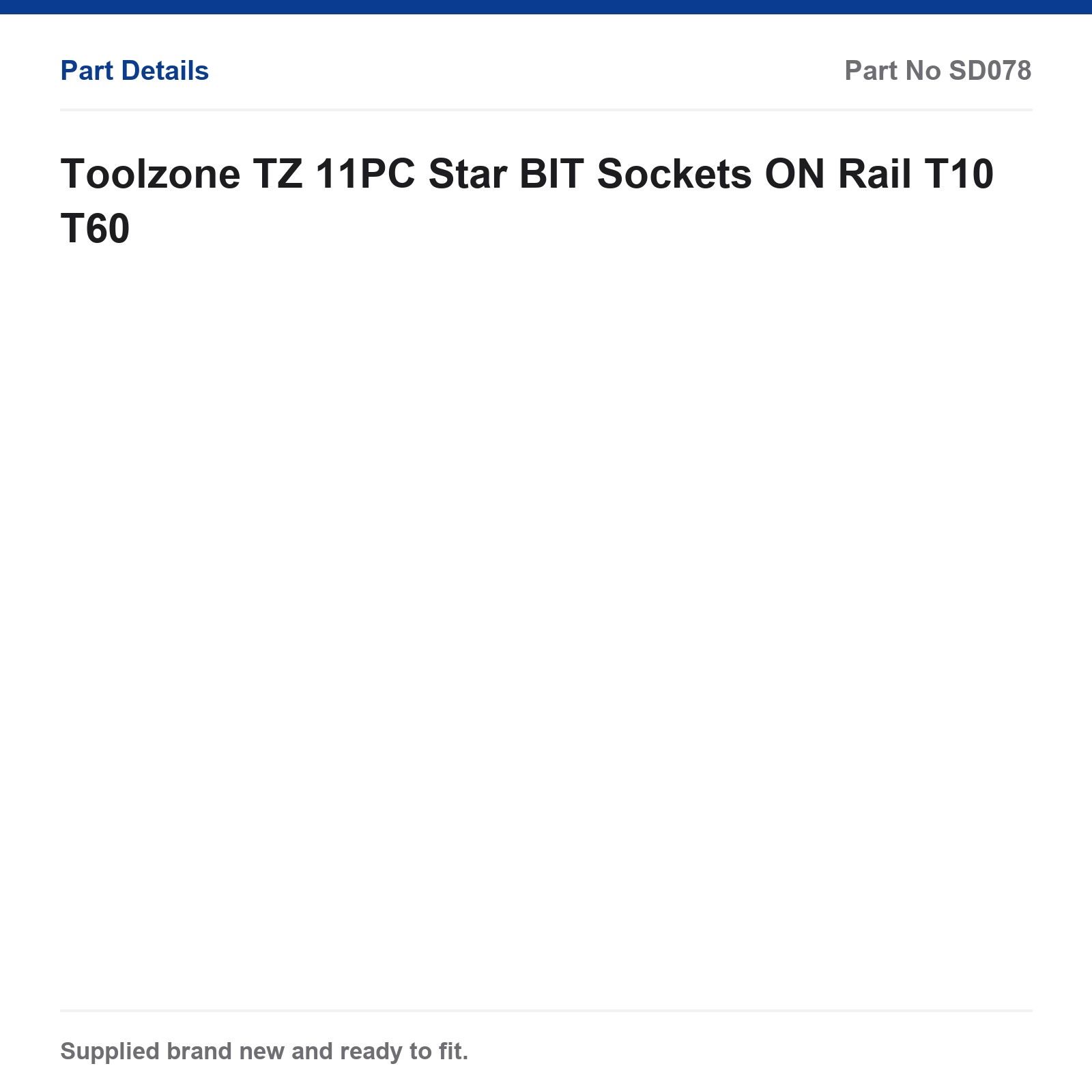 Toolzone 11PC Star Bit Socket Set On Rail T10-T60 - Image 2