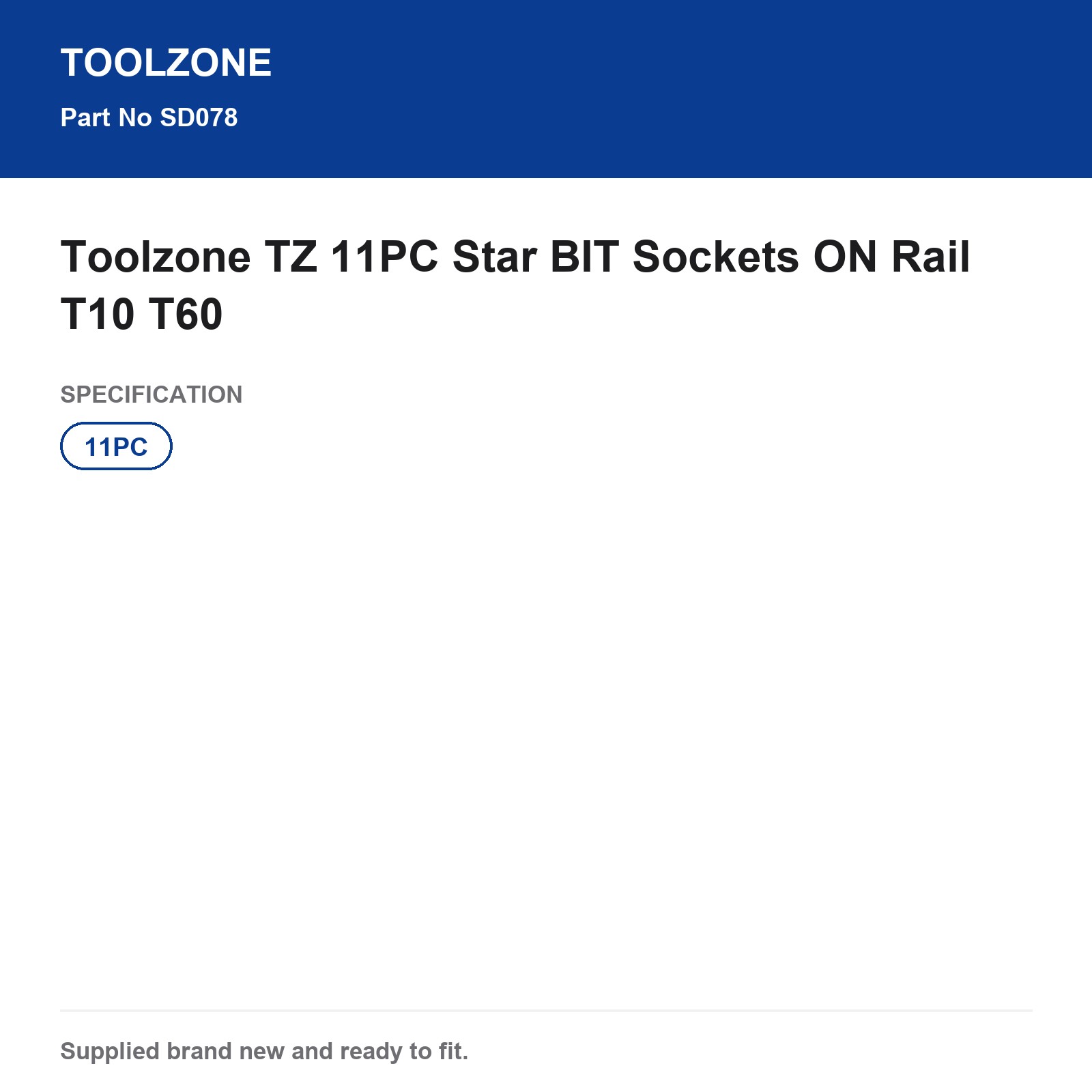 Toolzone 11PC Star Bit Socket Set On Rail T10-T60 - Image 3