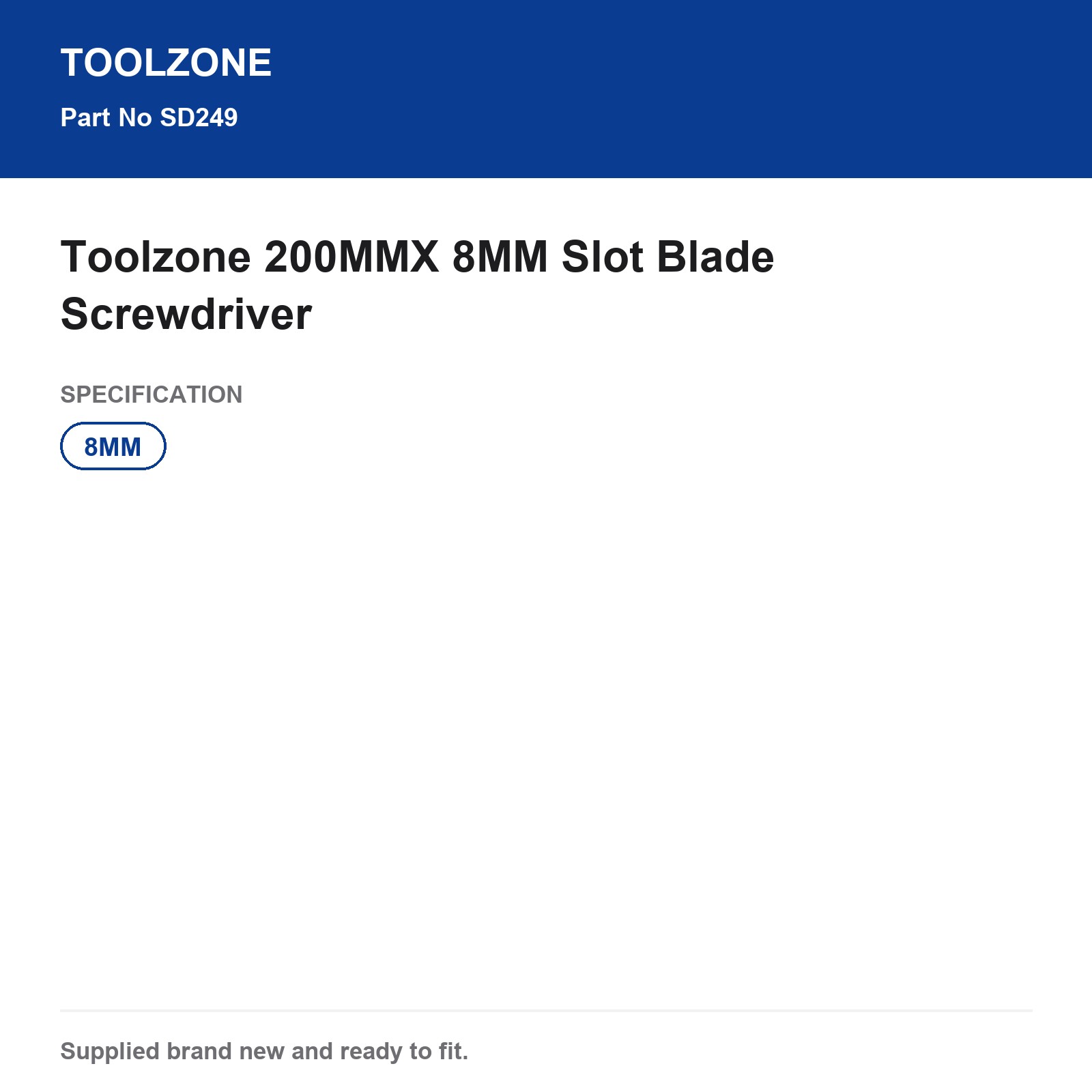 Toolzone 200MM 8MM Slot Flathead Screwdriver - Image 5