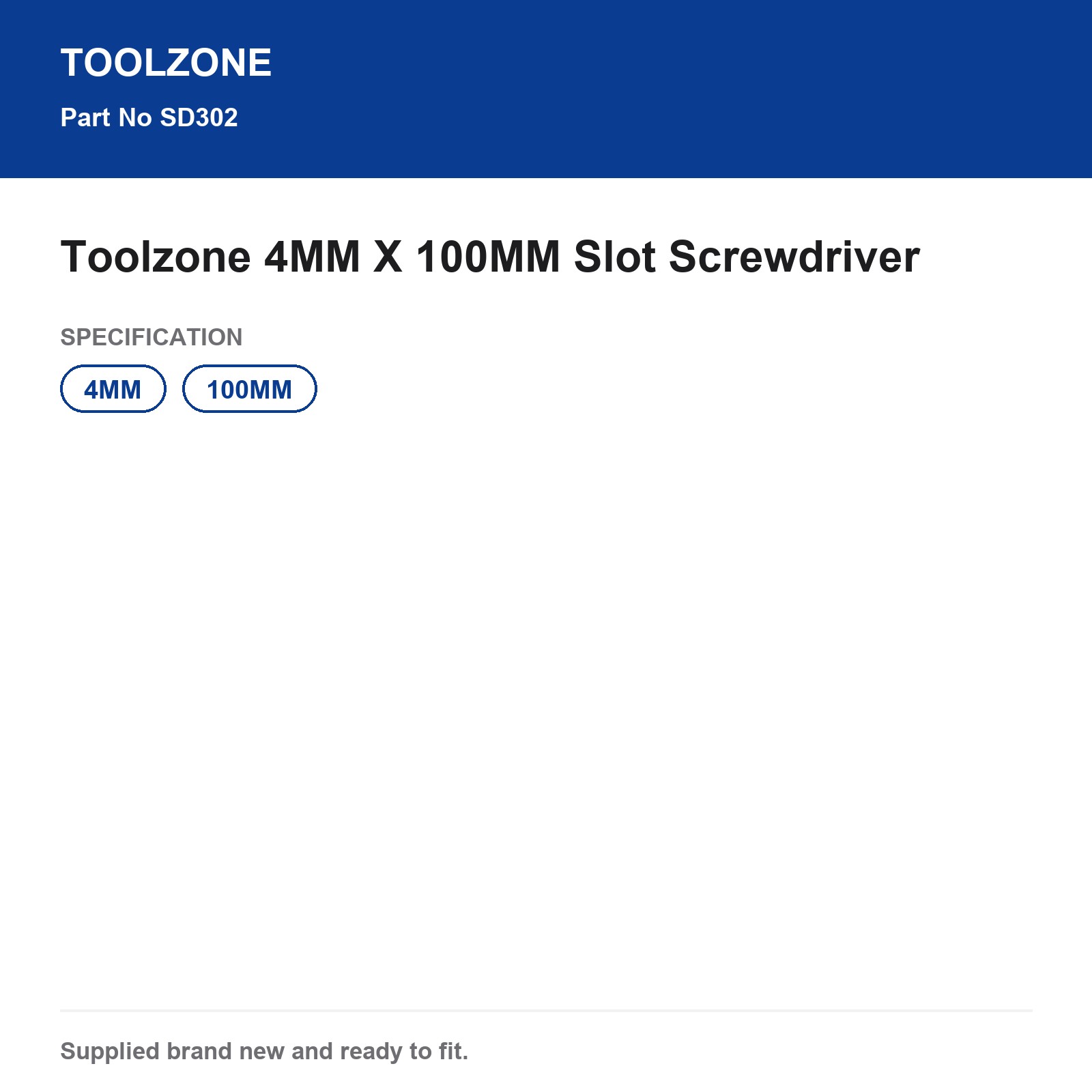 Flathead Screwdriver Slot Toolzone 4x100mm SD302 - Image 5