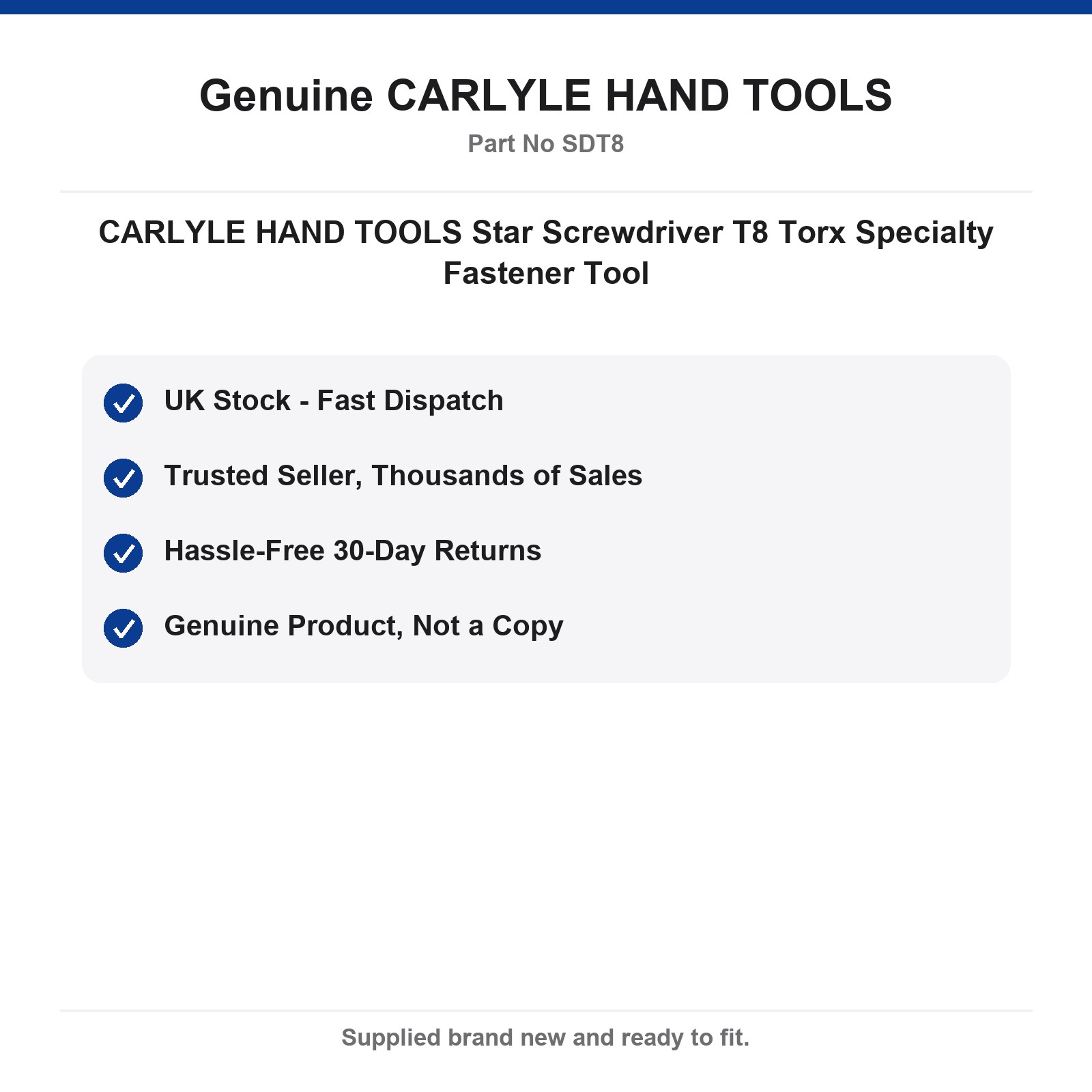 CARLYLE HAND TOOLS T8 Torx Star Screwdriver Specialty Fastener Tool - Image 4