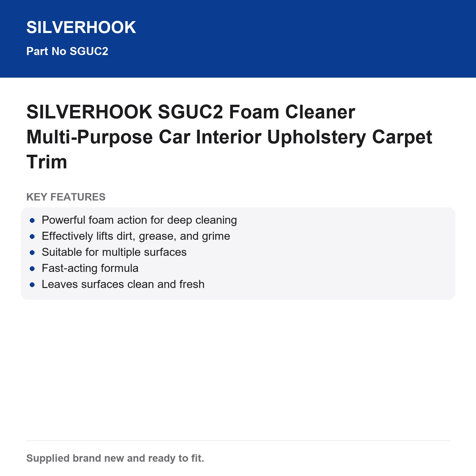 SILVERHOOK SGUC2 Foam Cleaner Multi-Purpose Car Interior Upholstery Carpet Trim - Image 3