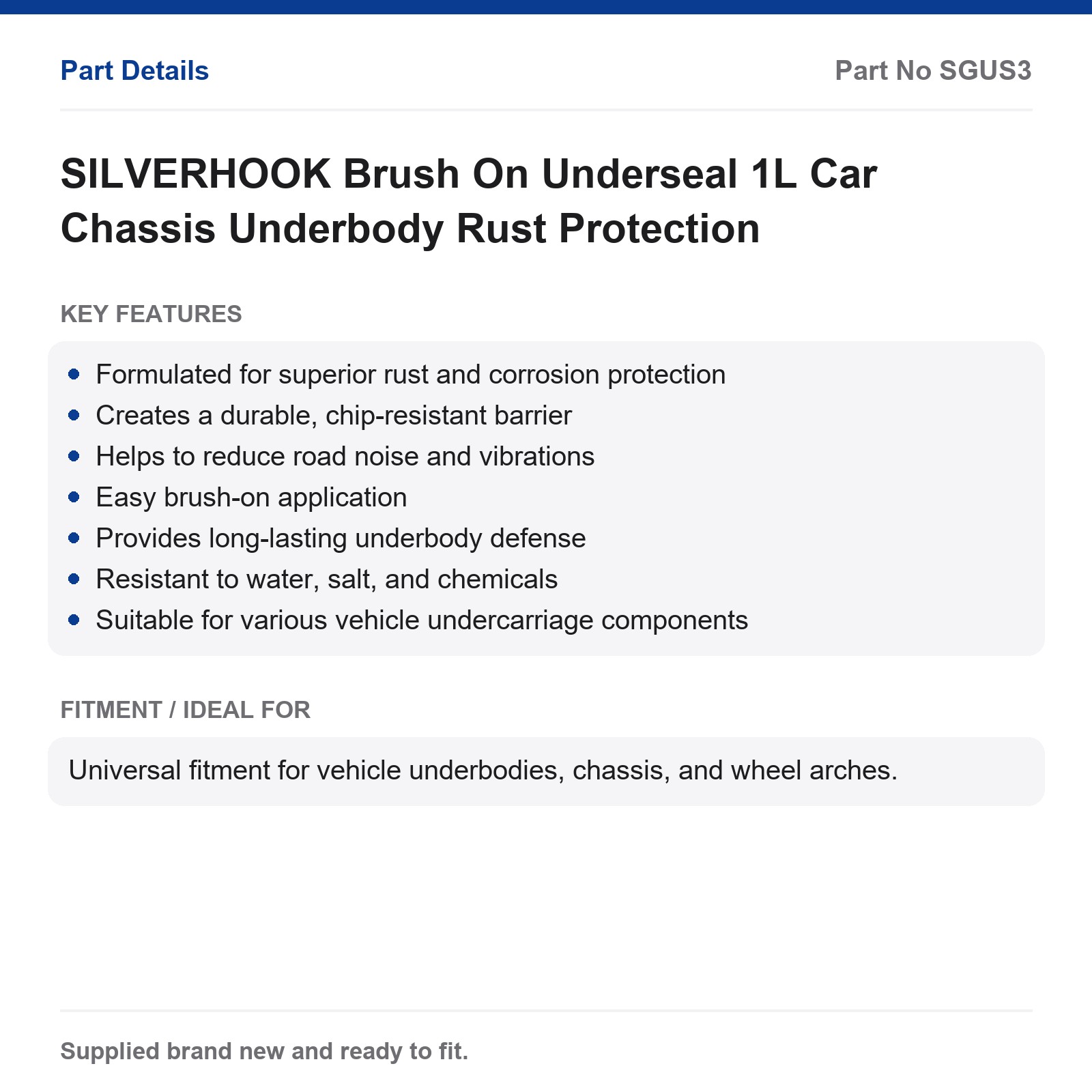 SILVERHOOK Brush On Underseal 1L Car Chassis Underbody Rust Protection - Image 2