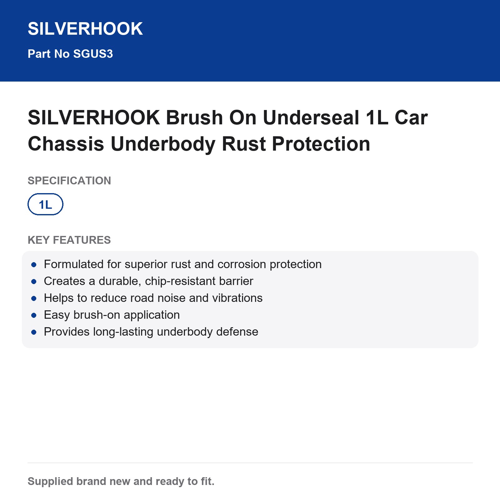 SILVERHOOK Brush On Underseal 1L Car Chassis Underbody Rust Protection - Image 3