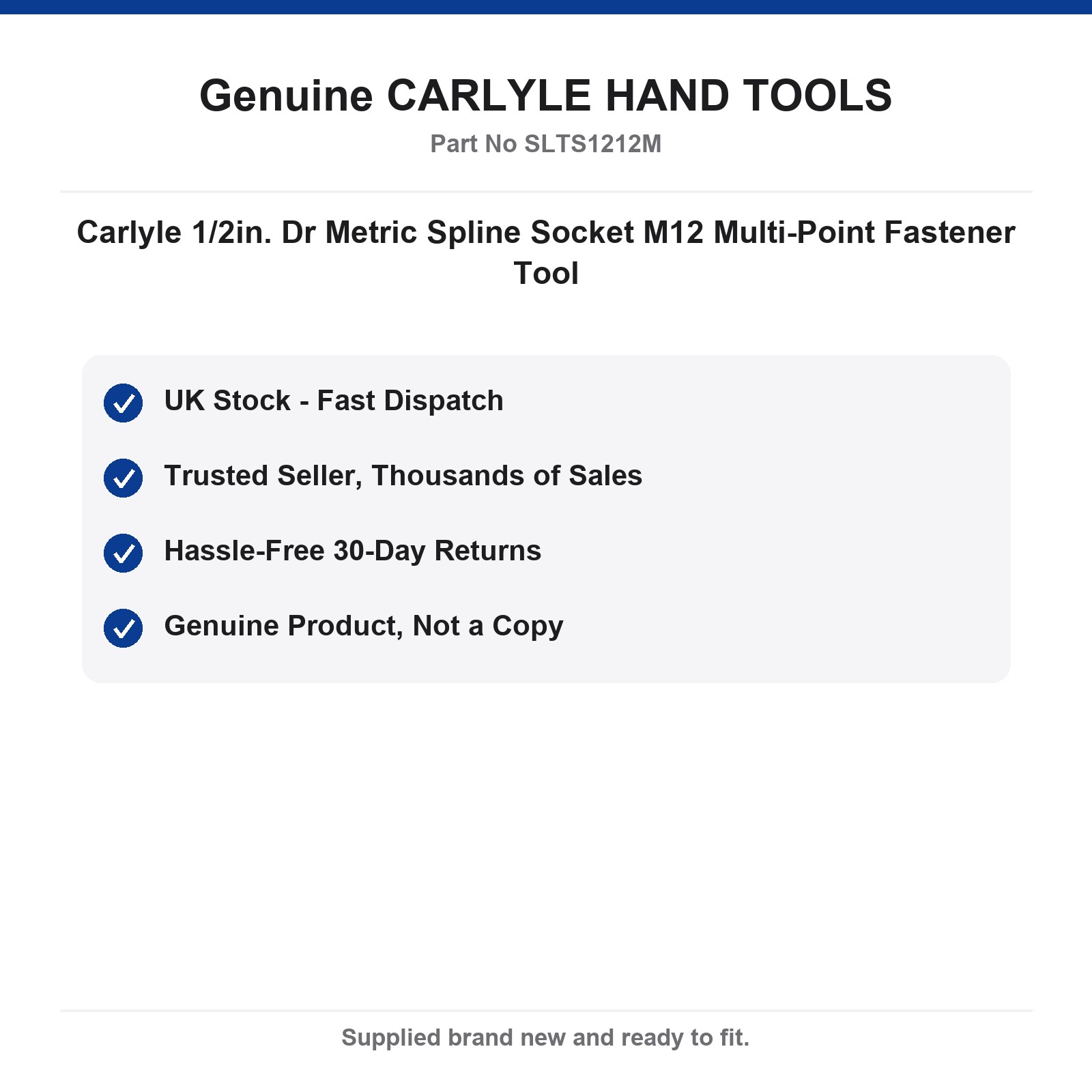Carlyle 1/2in. Dr Metric M12 Spline Socket - Image 4