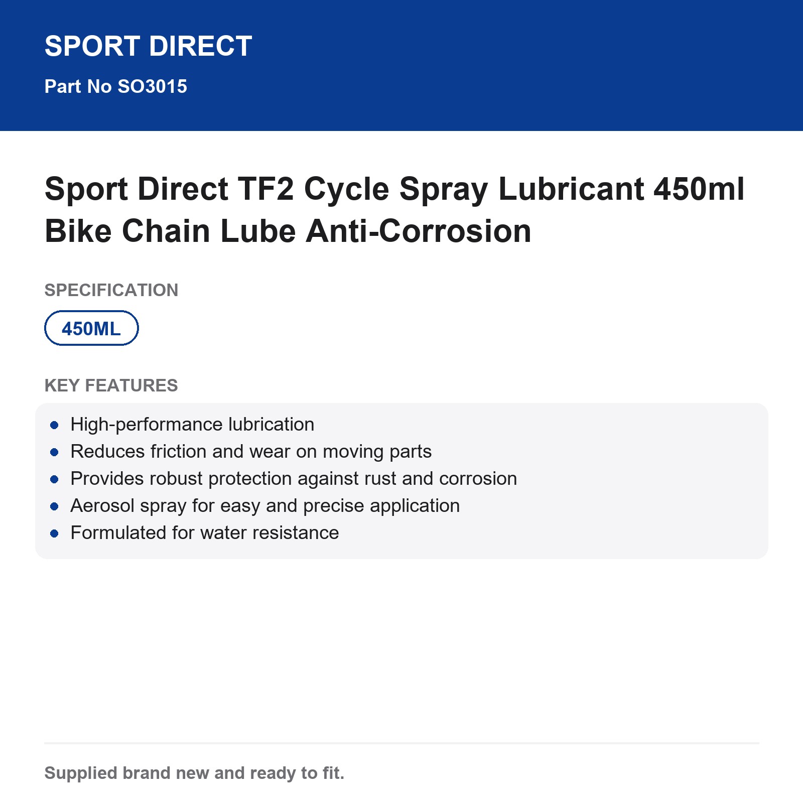 TF2 Bike Chain Lube Spray 450ml Anti-Corrosion Sport Direct - Image 3