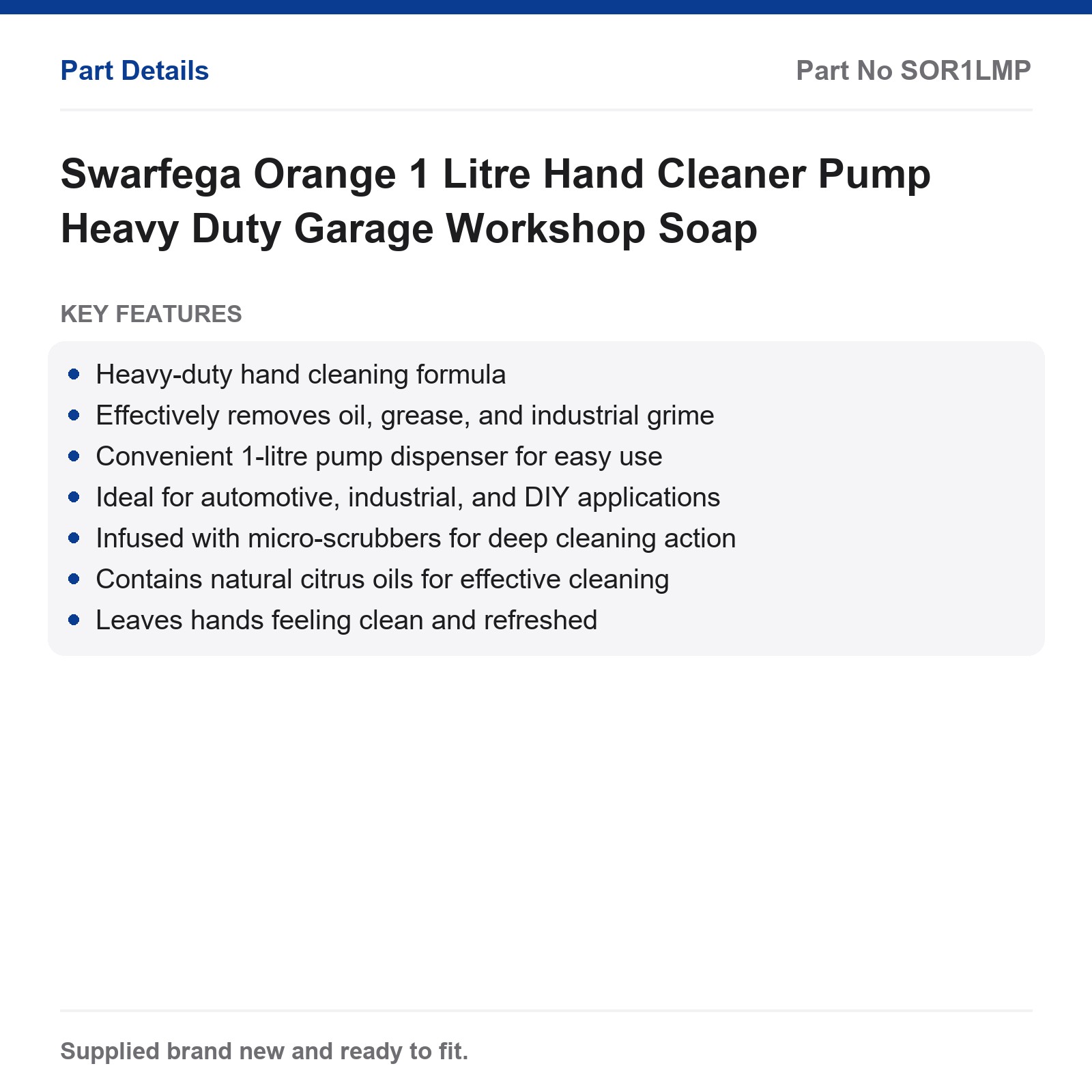 Swarfega Orange 1 Litre Hand Cleaner Pump Heavy Duty Garage Workshop Soap - Image 2