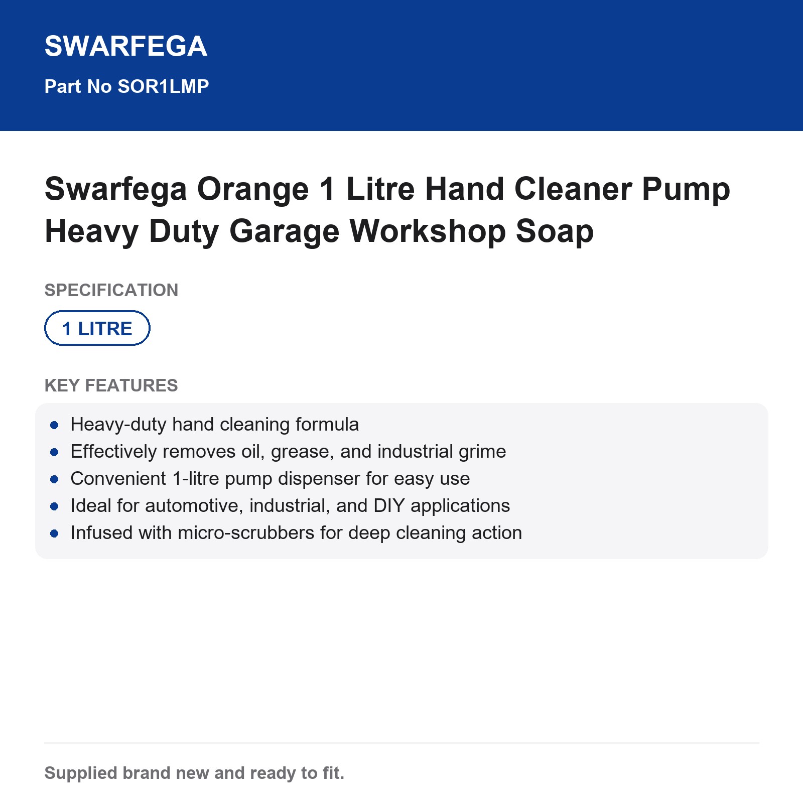 Swarfega Orange 1 Litre Hand Cleaner Pump Heavy Duty Garage Workshop Soap - Image 3