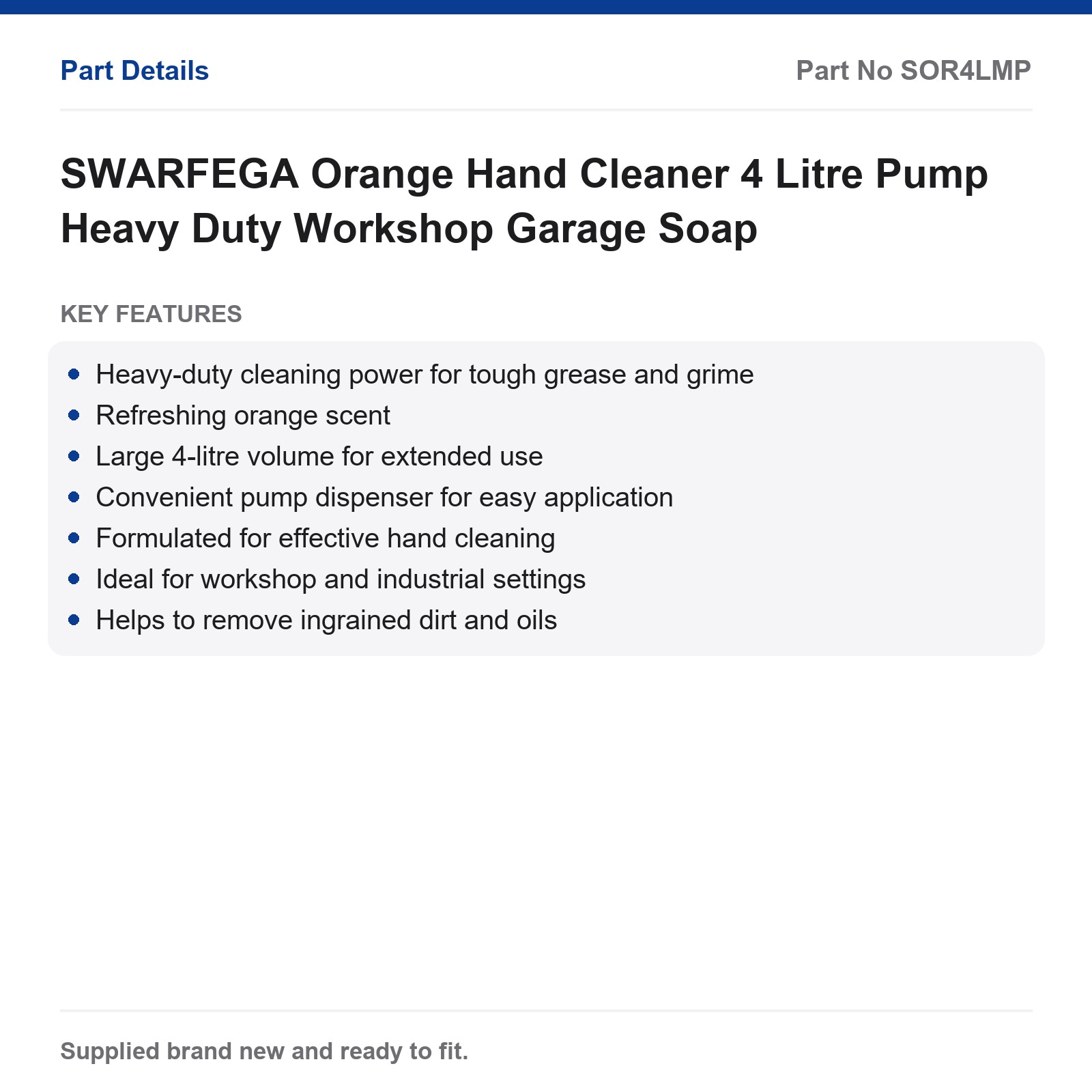 SWARFEGA Orange Hand Cleaner 4 Litre Pump Heavy Duty Workshop Garage Soap - Image 2