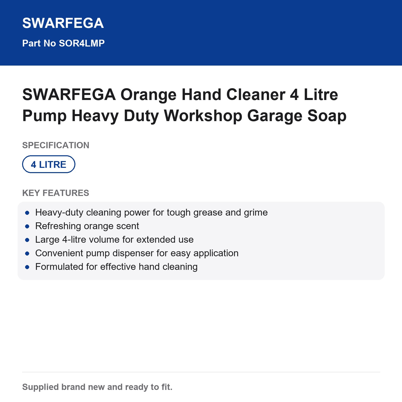 SWARFEGA Orange Hand Cleaner 4 Litre Pump Heavy Duty Workshop Garage Soap - Image 3