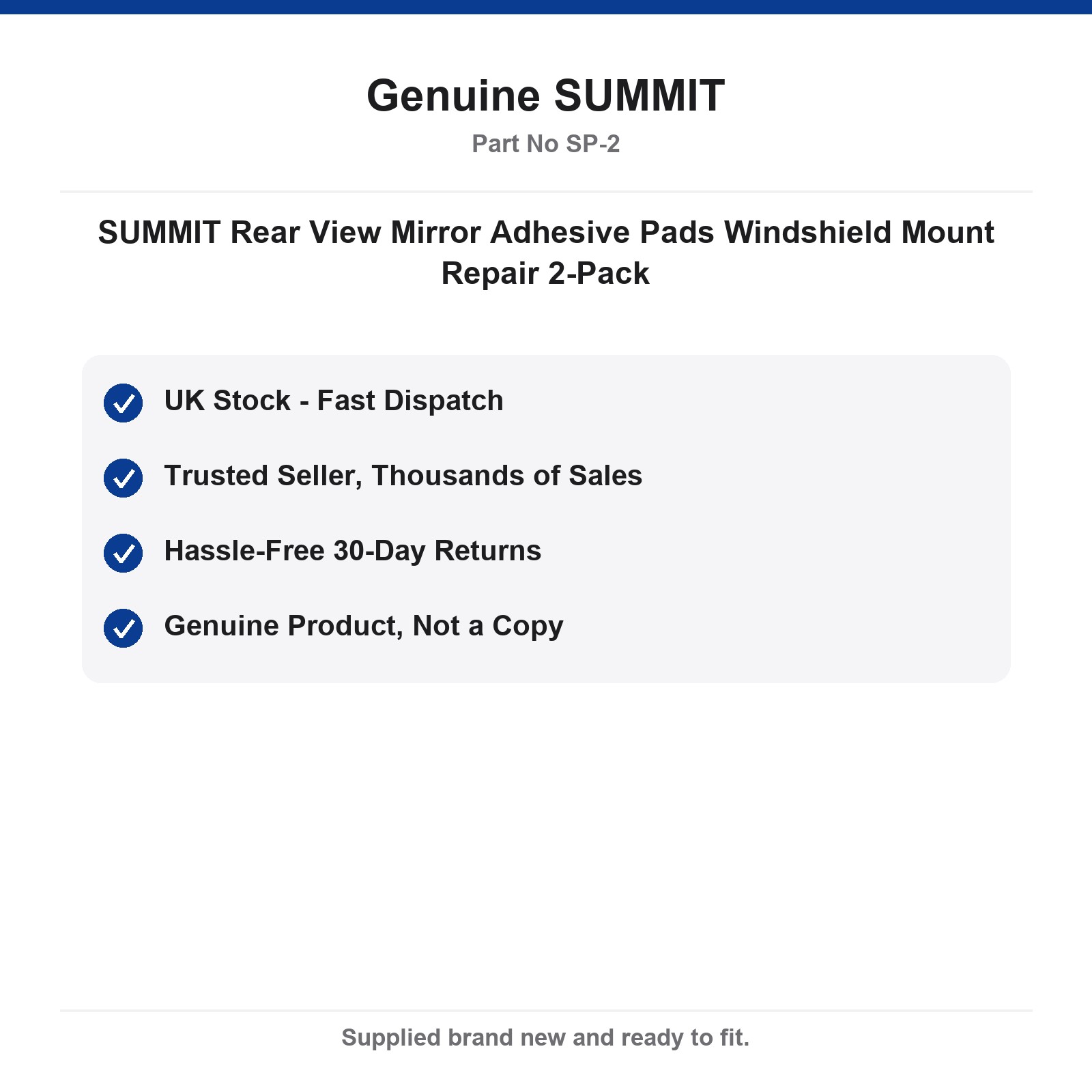 SUMMIT Rear View Mirror Adhesive Pads Windshield Mount Repair 2-Pack - Image 4