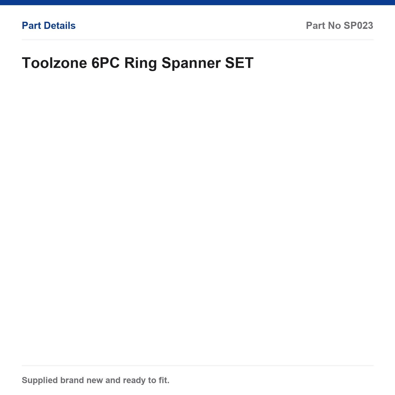 Toolzone 6PC Ring Spanner SET SP023 - Image 2