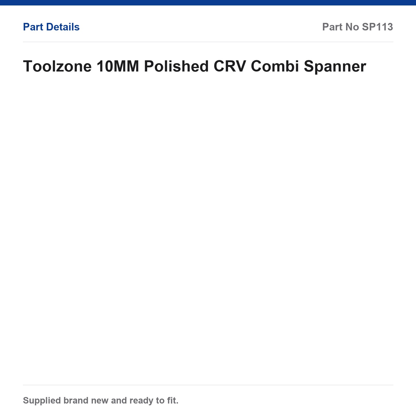 Combination Spanner 10MM Toolzone Polished CRV - Image 6