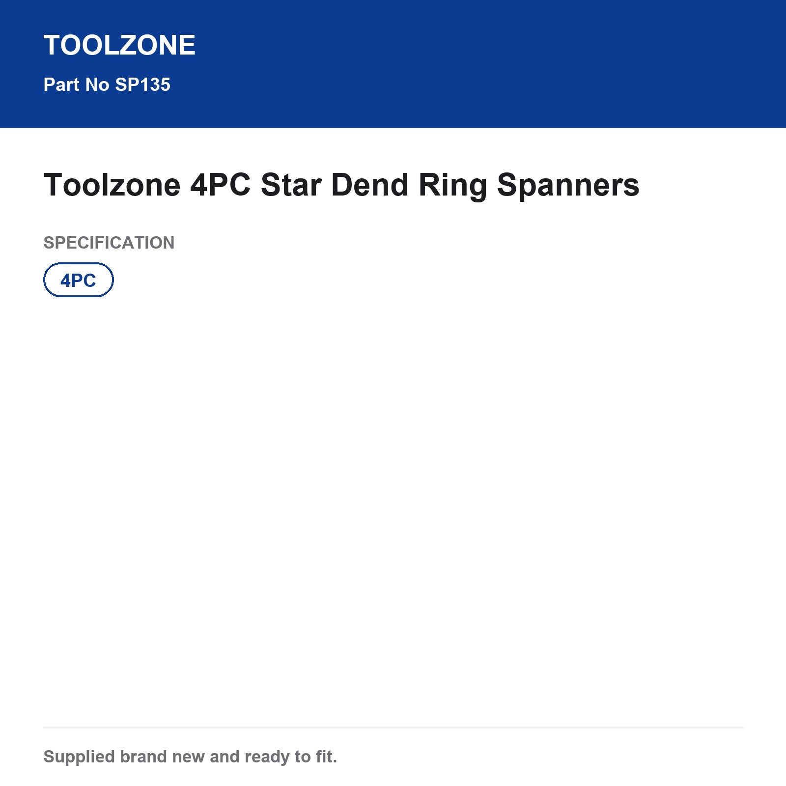 Toolzone 4 Piece Star Dend Ring Spanner Set SP135 - Image 5